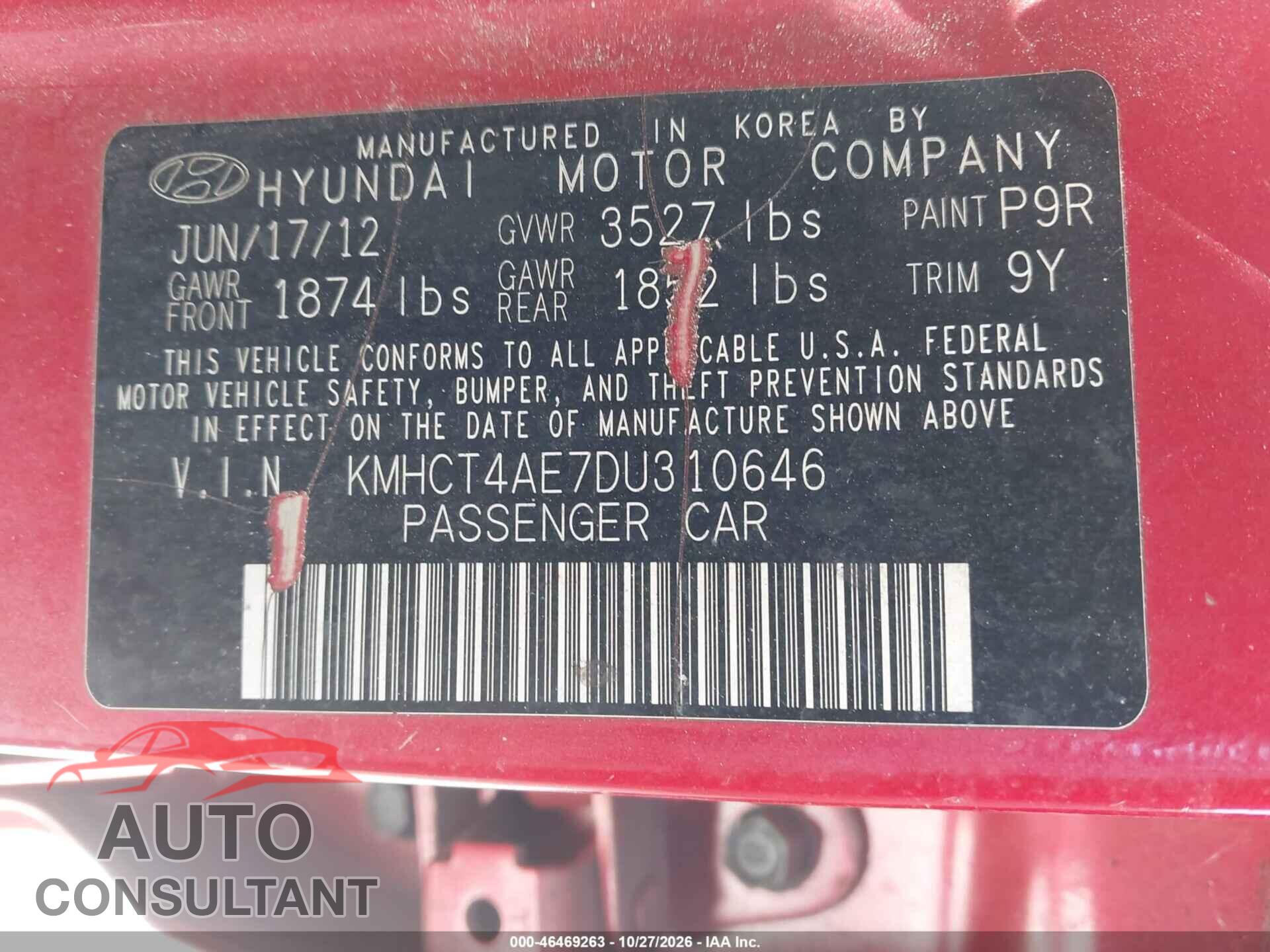 HYUNDAI ACCENT 2013 - KMHCT4AE7DU310646