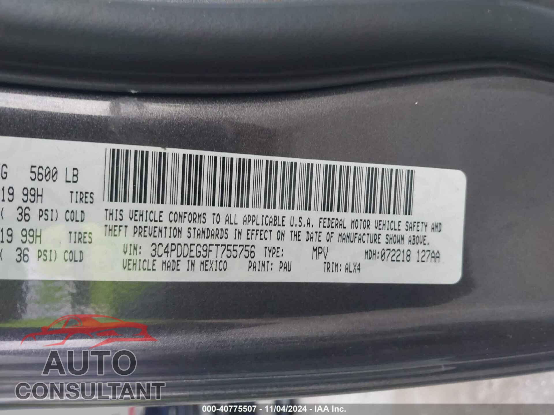 DODGE JOURNEY 2015 - 3C4PDDEG9FT755756