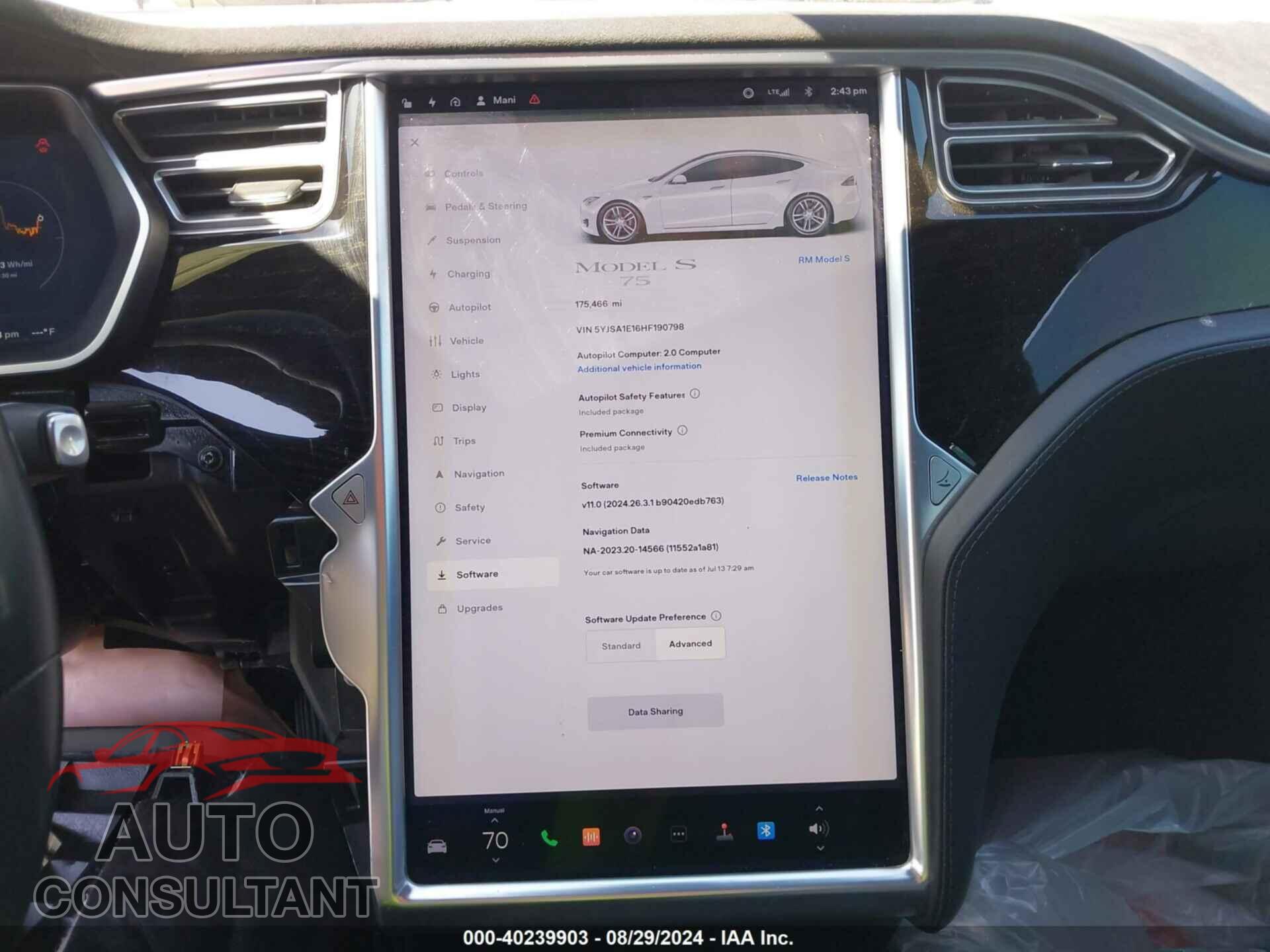 TESLA MODEL S 2017 - 5YJSA1E16HF190798
