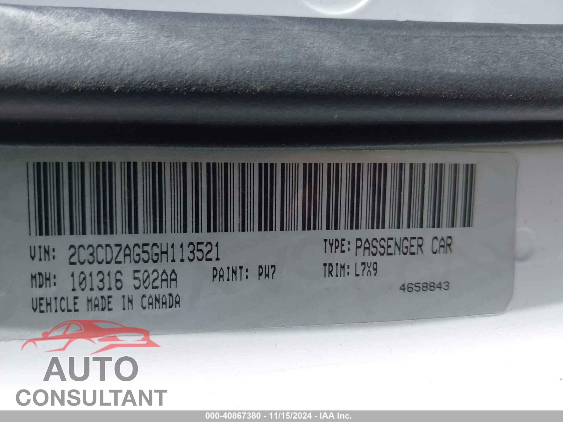 DODGE CHALLENGER 2016 - 2C3CDZAG5GH113521