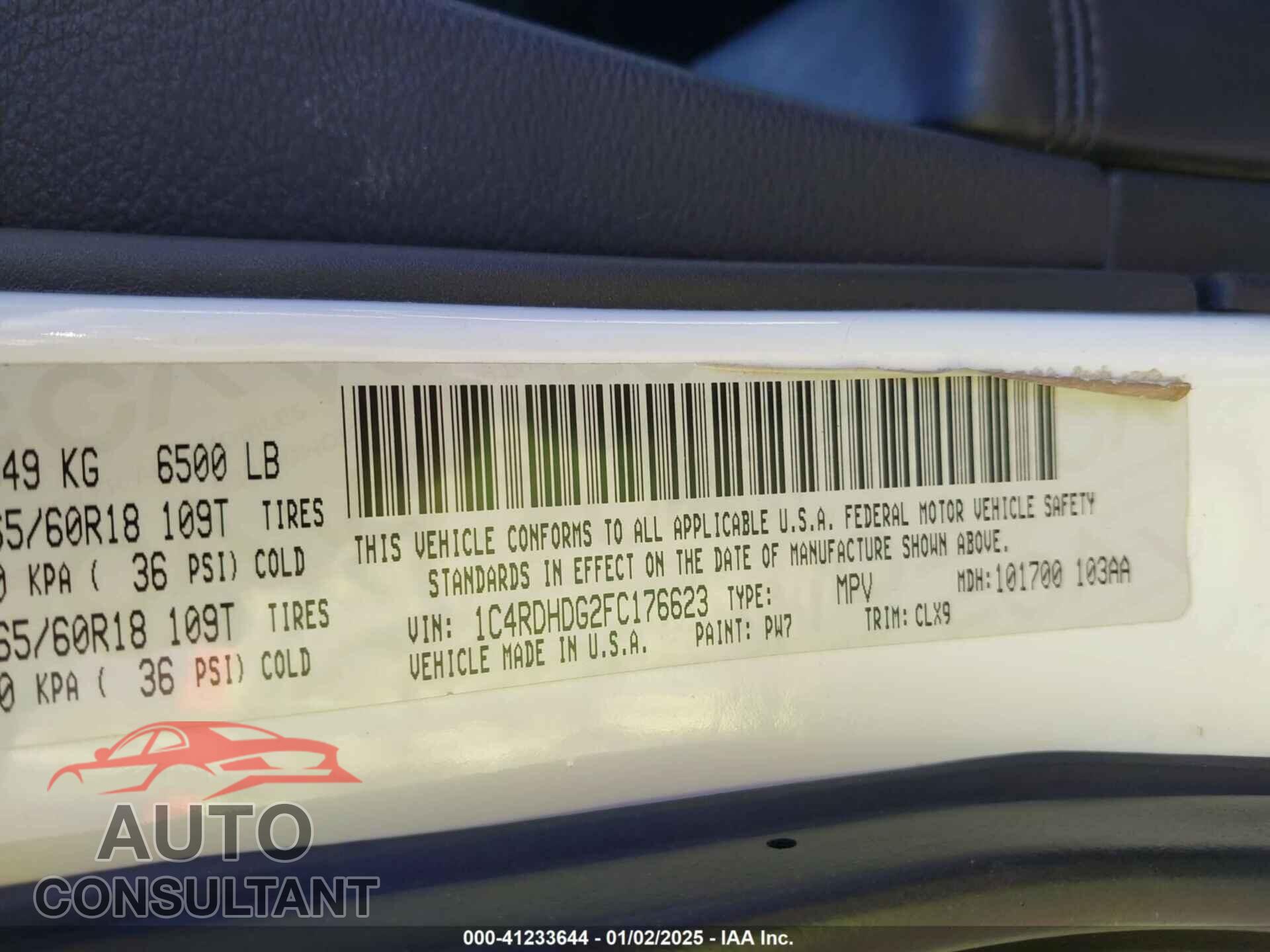 DODGE DURANGO 2015 - 1C4RDHDG2FC176623