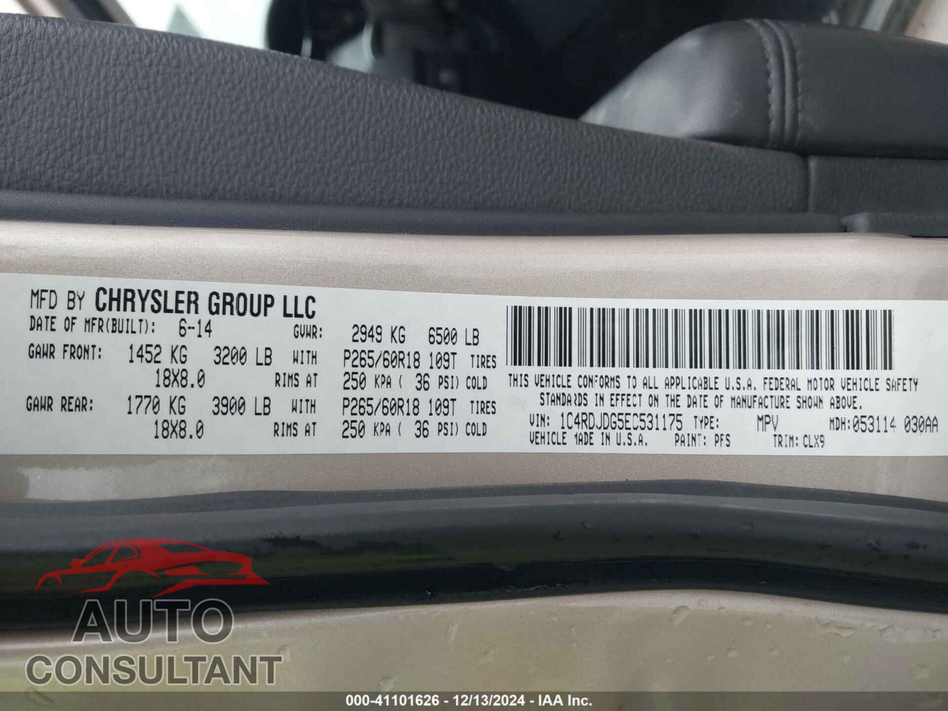 DODGE DURANGO 2014 - 1C4RDJDG5EC531175