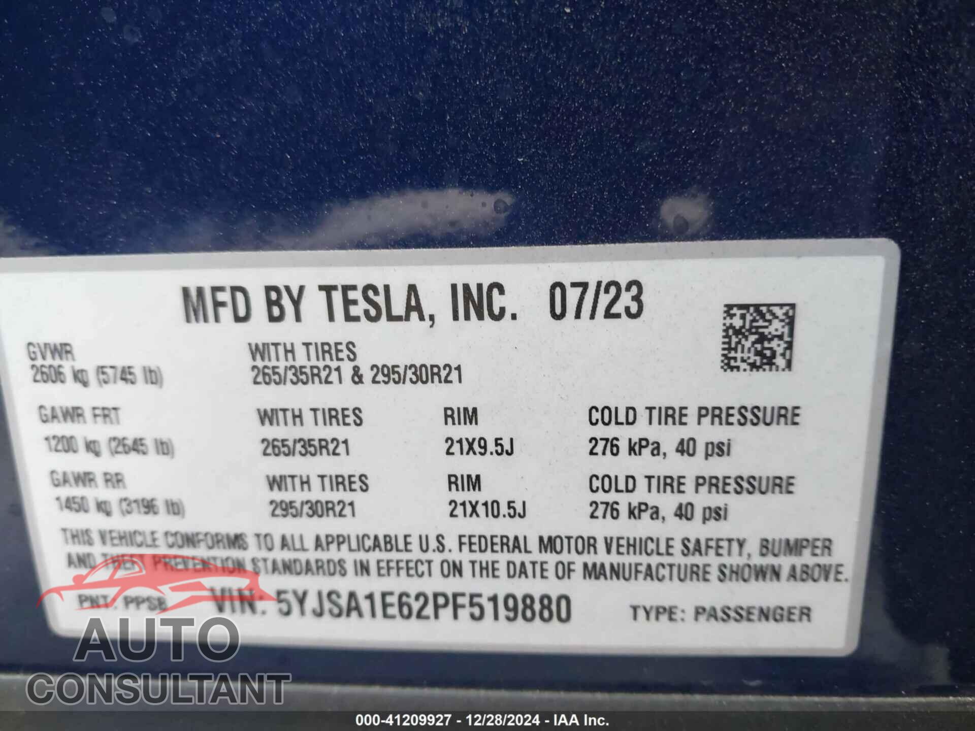 TESLA MODEL S 2023 - 5YJSA1E62PF519880