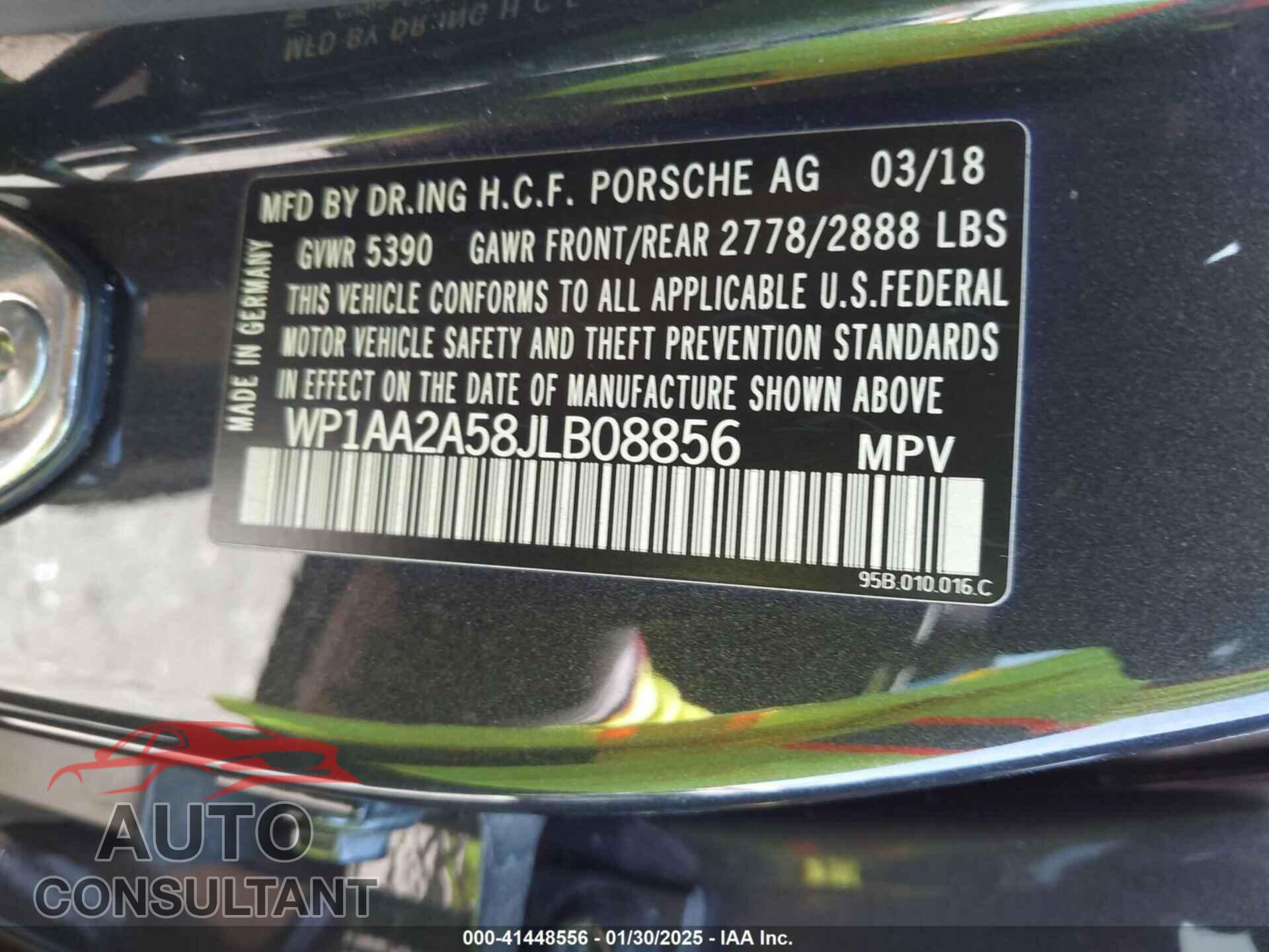 PORSCHE MACAN 2018 - WP1AA2A58JLB08856