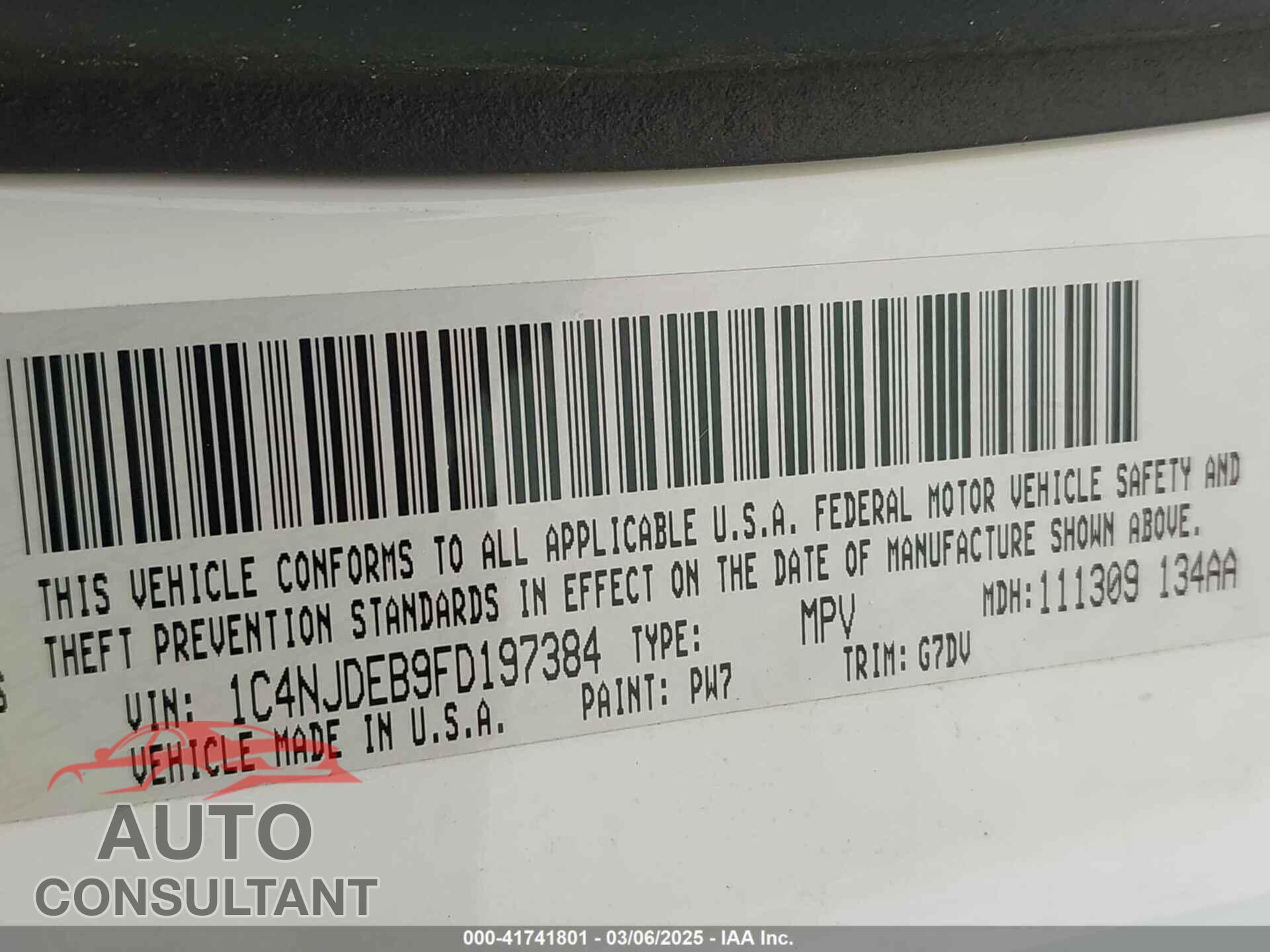 JEEP COMPASS 2015 - 1C4NJDEB9FD197384