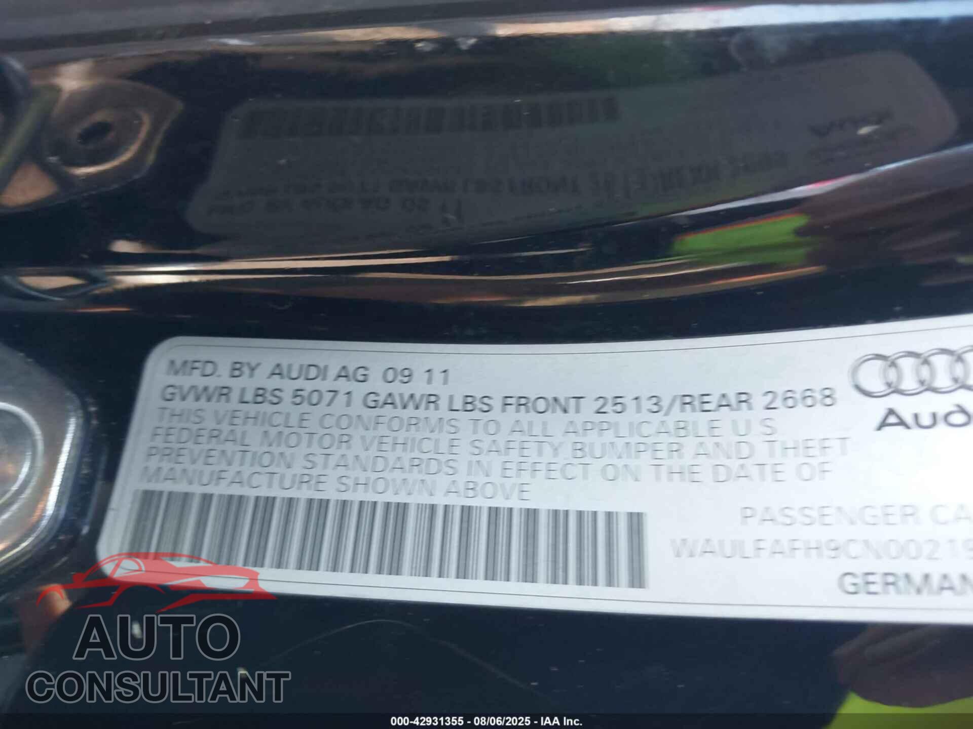AUDI A5 2012 - WAULFAFH9CN002199