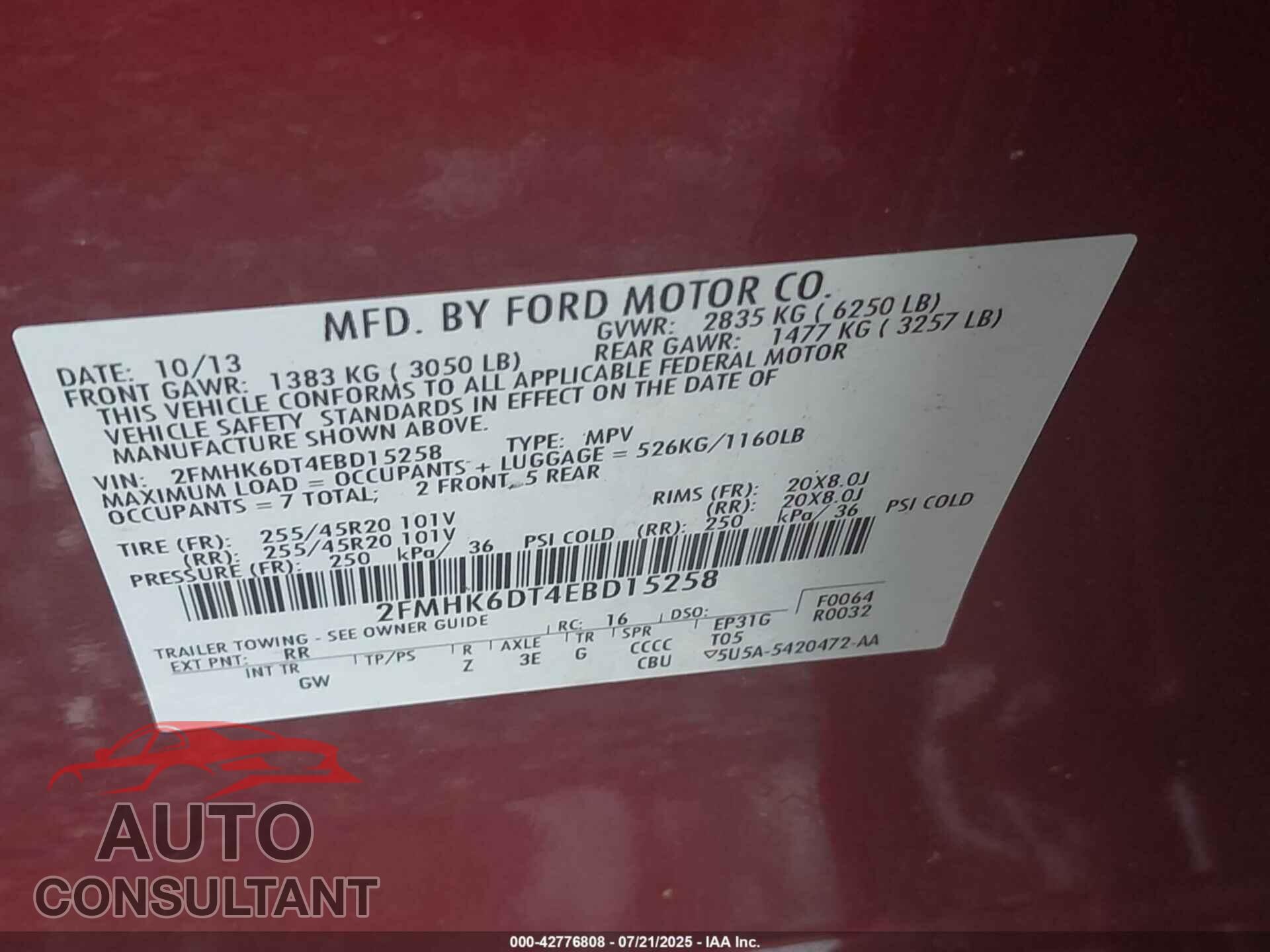 FORD FLEX 2014 - 2FMHK6DT4EBD15258