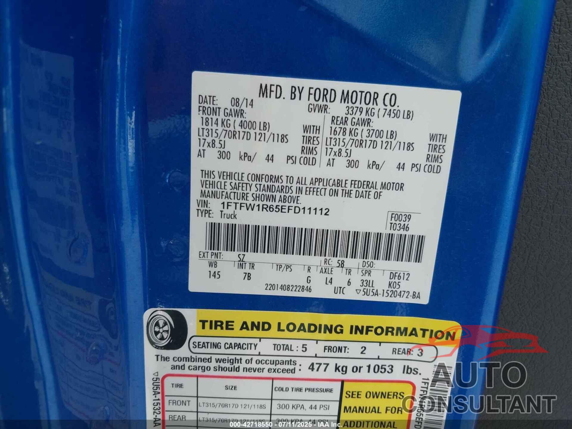 FORD F-150 2014 - 1FTFW1R65EFD11112