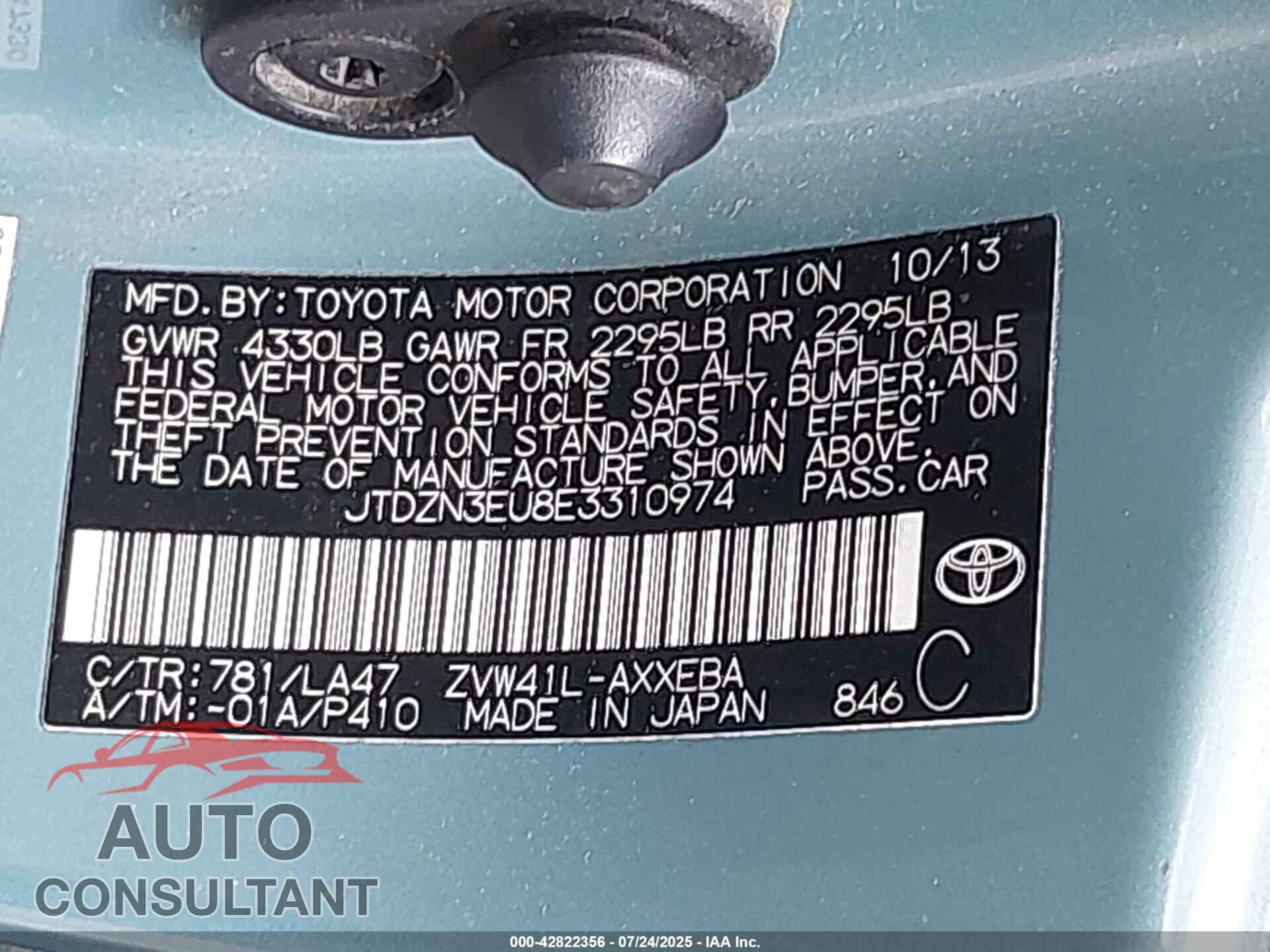 TOYOTA PRIUS V 2014 - JTDZN3EU8E3310974