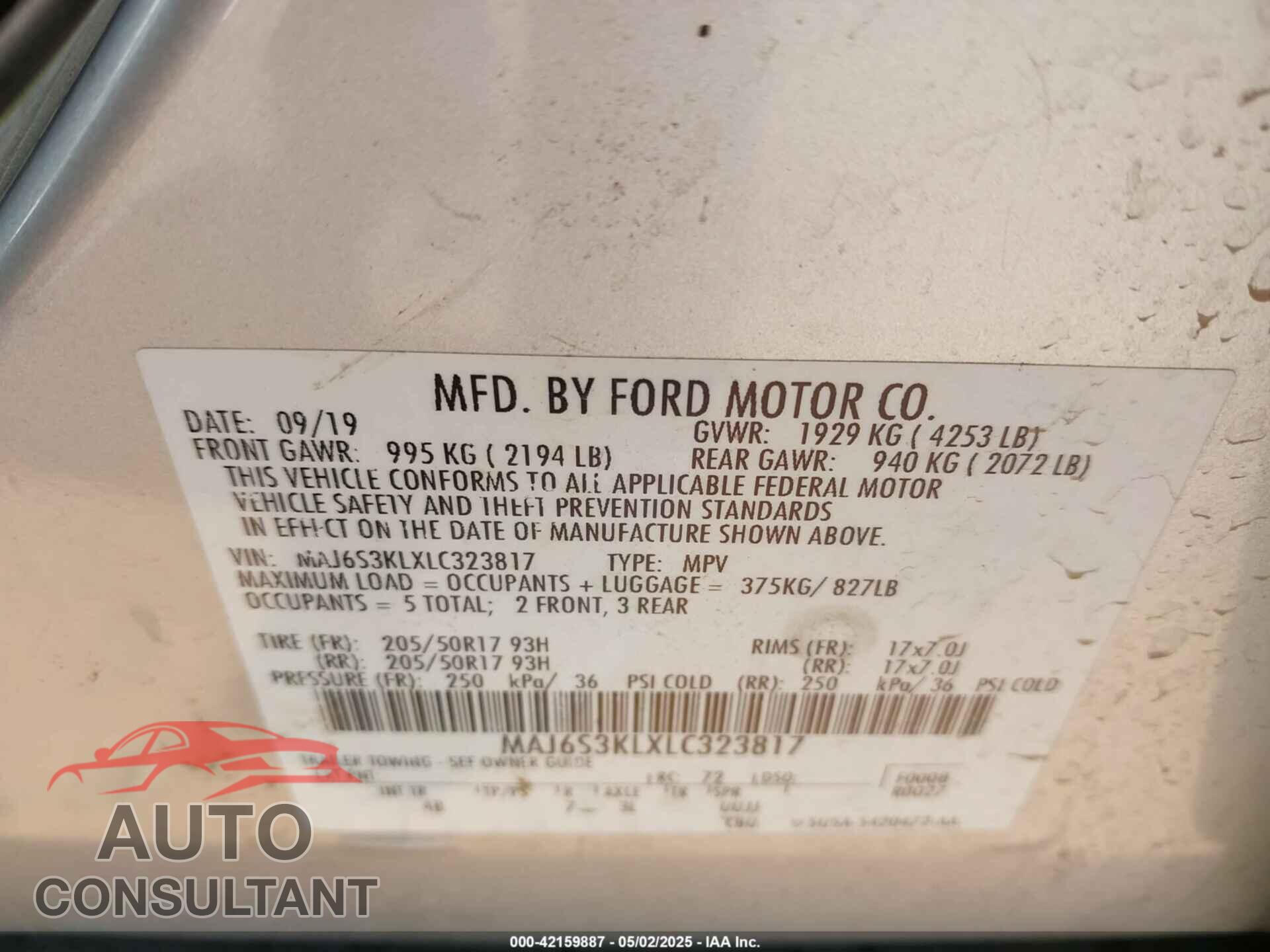 FORD ECOSPORT 2020 - MAJ6S3KLXLC323817