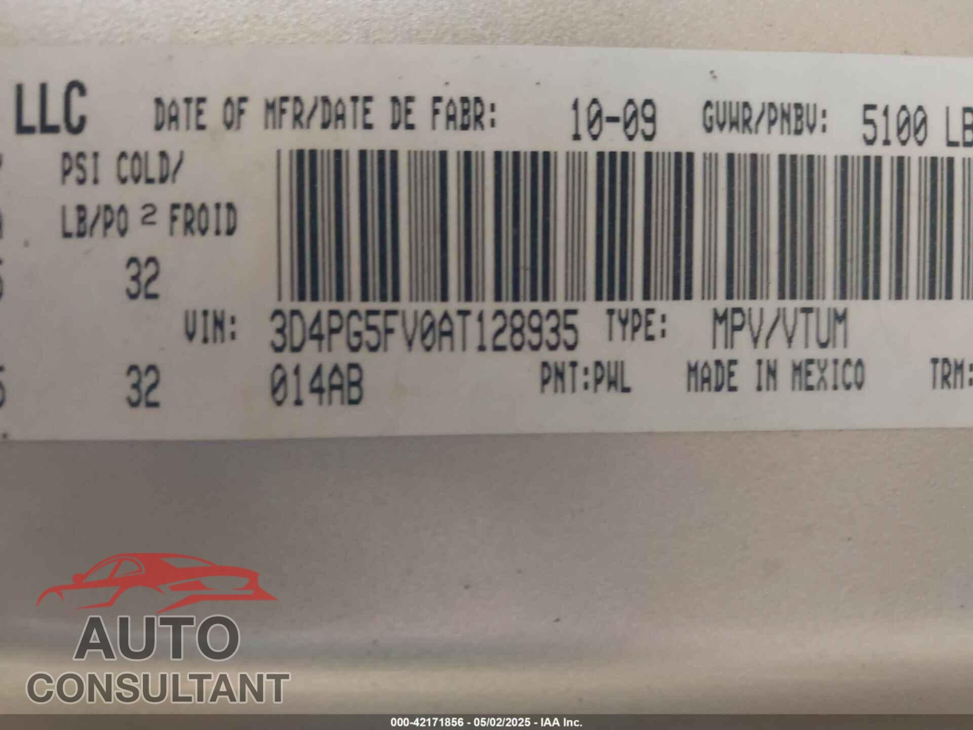 DODGE JOURNEY 2010 - 3D4PG5FV0AT128935