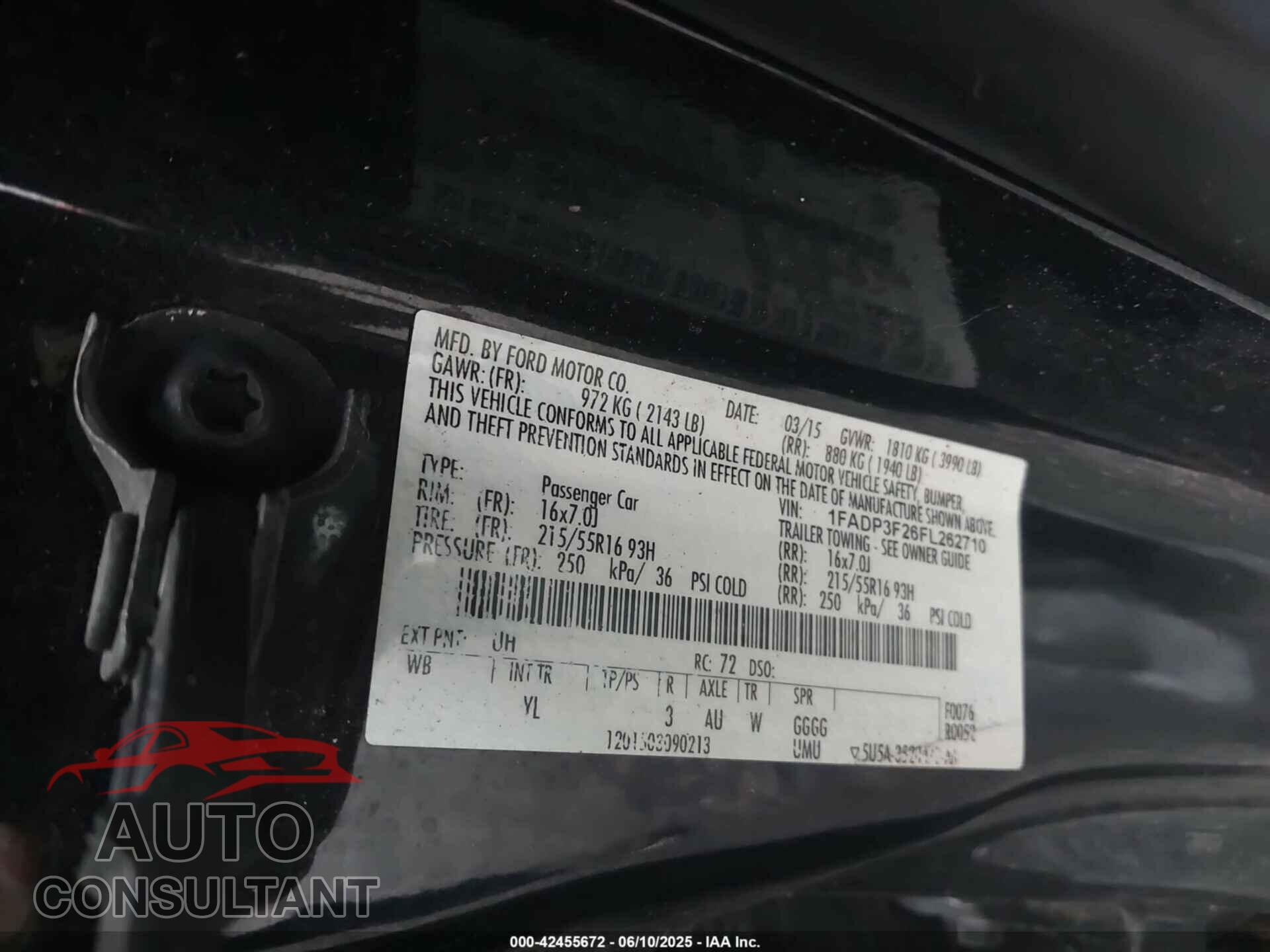 FORD FOCUS 2015 - 1FADP3F26FL262710