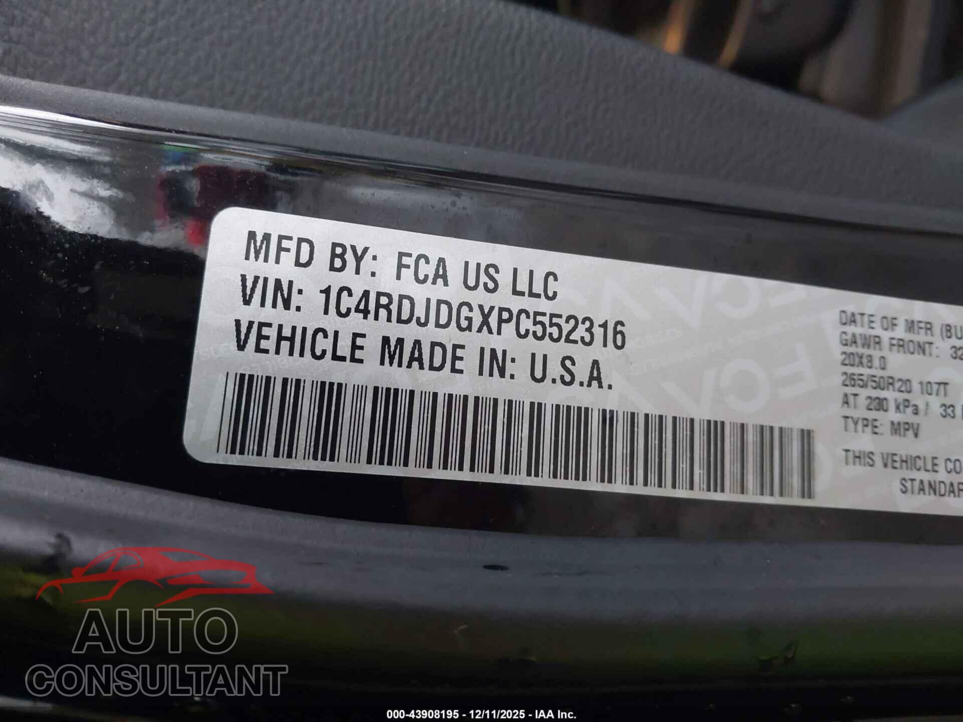 DODGE DURANGO 2023 - 1C4RDJDGXPC552316