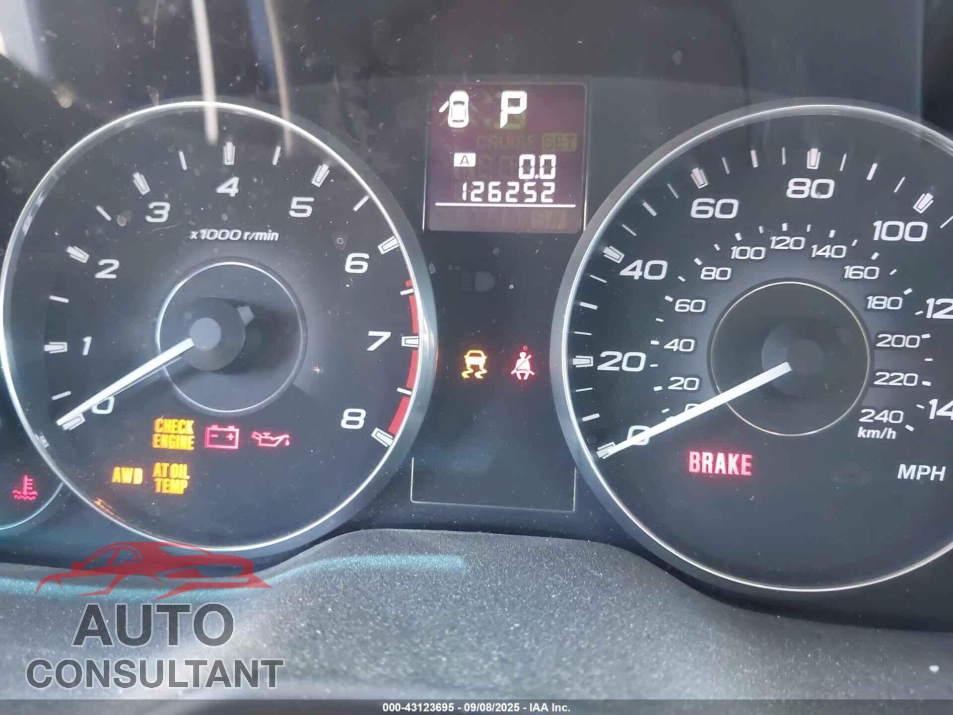 SUBARU OUTBACK 2012 - 4S4BRBFCXC3293576