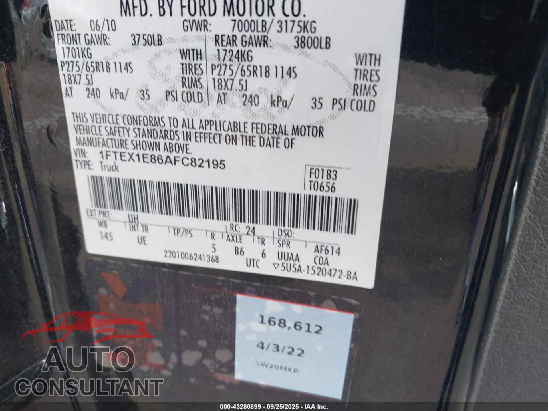 FORD F-150 2010 - 1FTEX1E86AFC82195