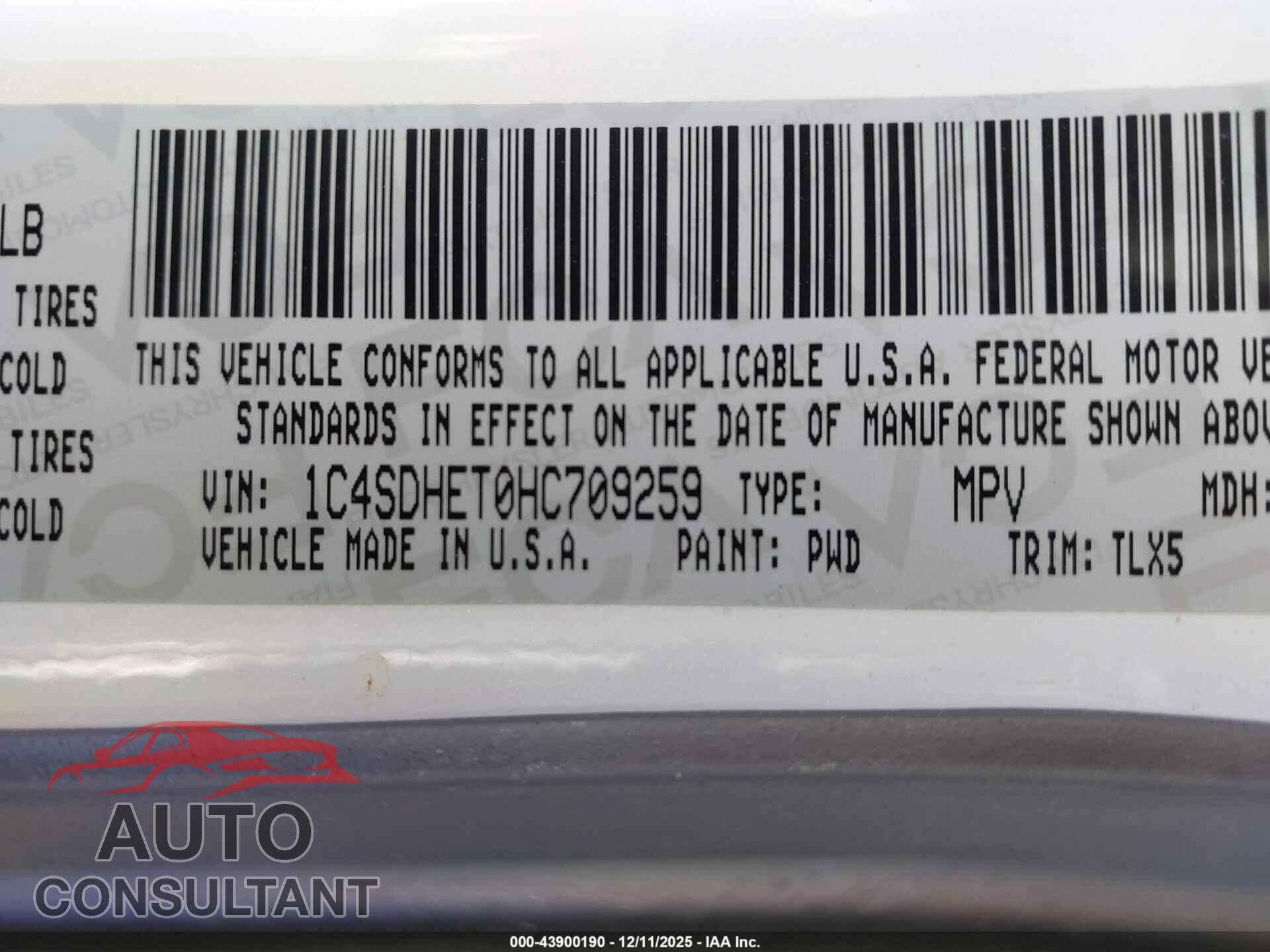 DODGE DURANGO 2017 - 1C4SDHET0HC709259