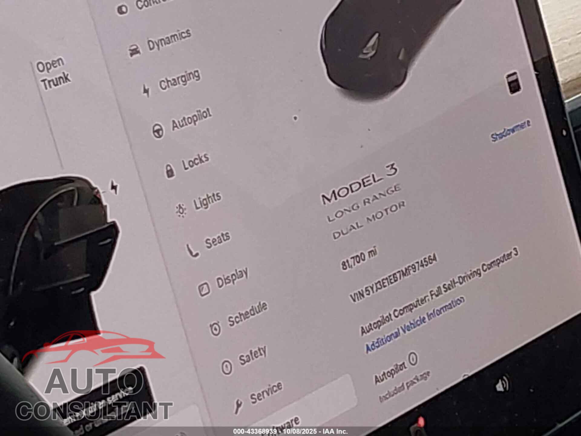 TESLA MODEL 3 2021 - 5YJ3E1EB7MF974564