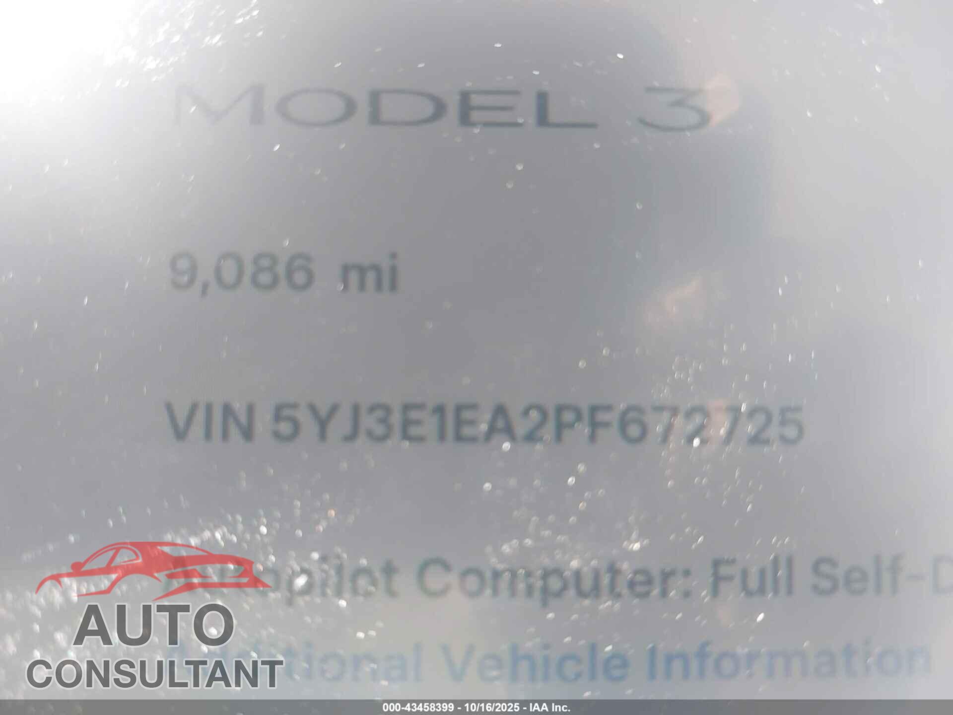 TESLA MODEL 3 2023 - 5YJ3E1EA2PF672725