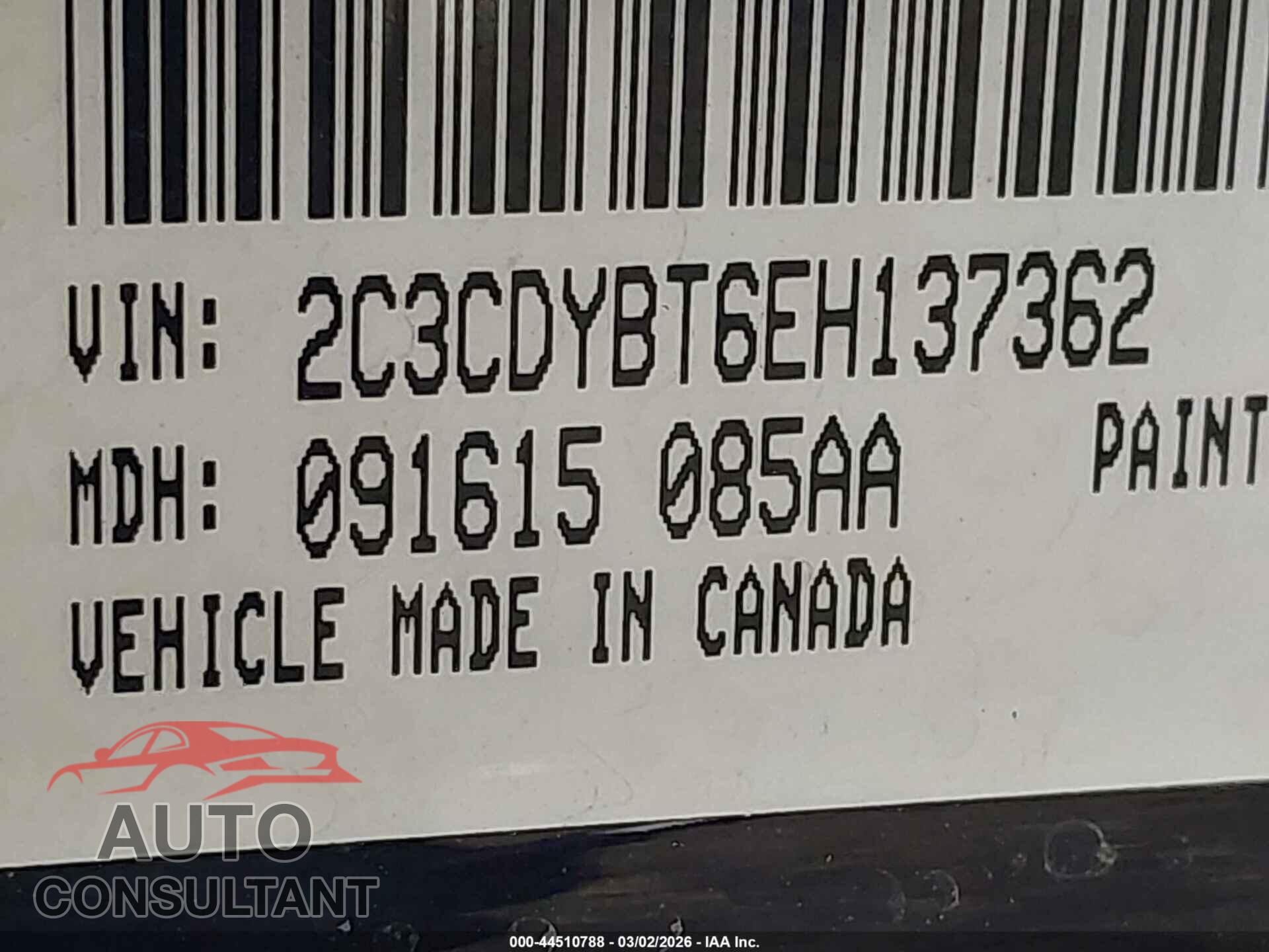 DODGE CHALLENGER 2014 - 2C3CDYBT6EH137362