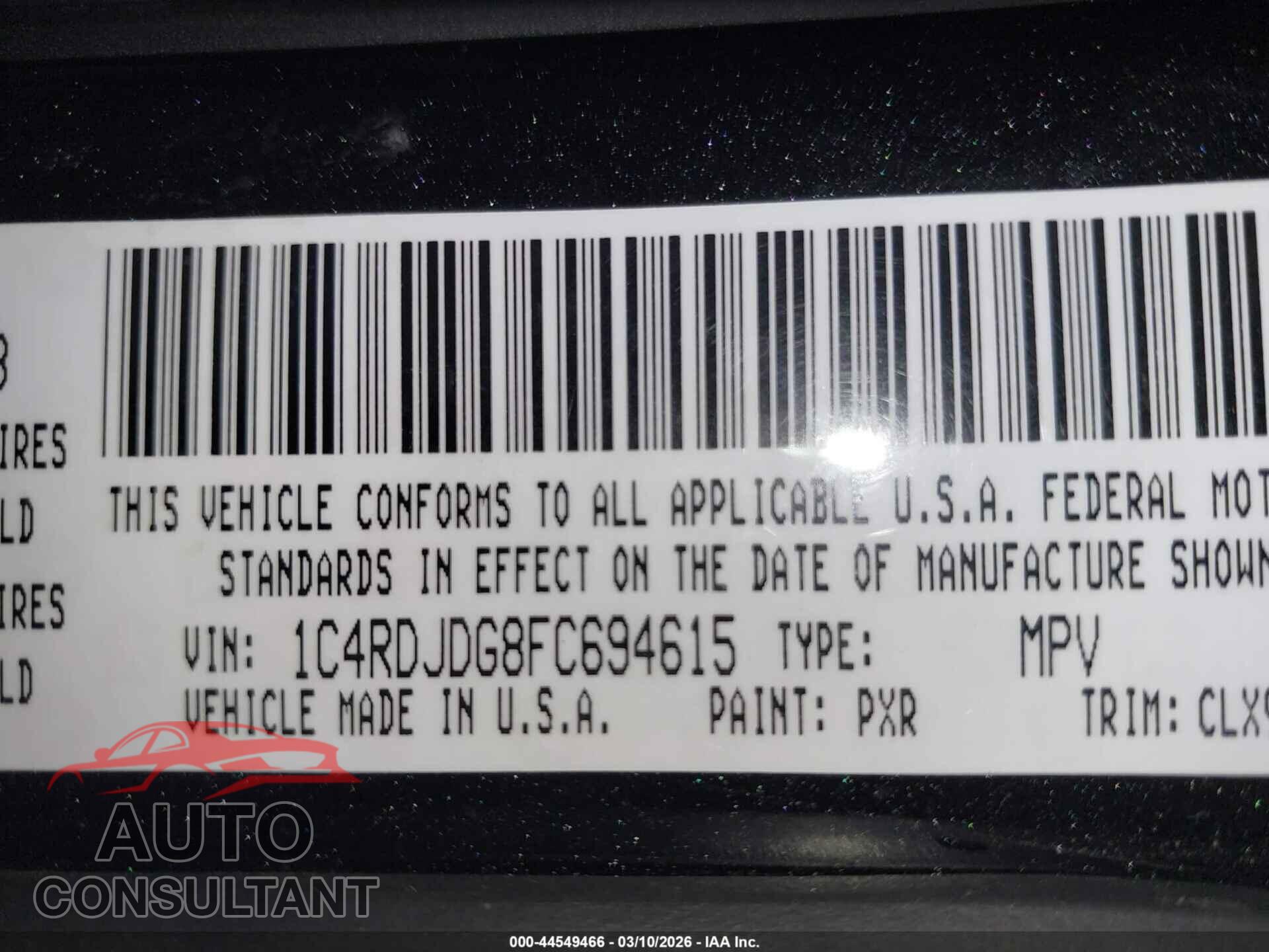 DODGE DURANGO 2015 - 1C4RDJDG8FC694615