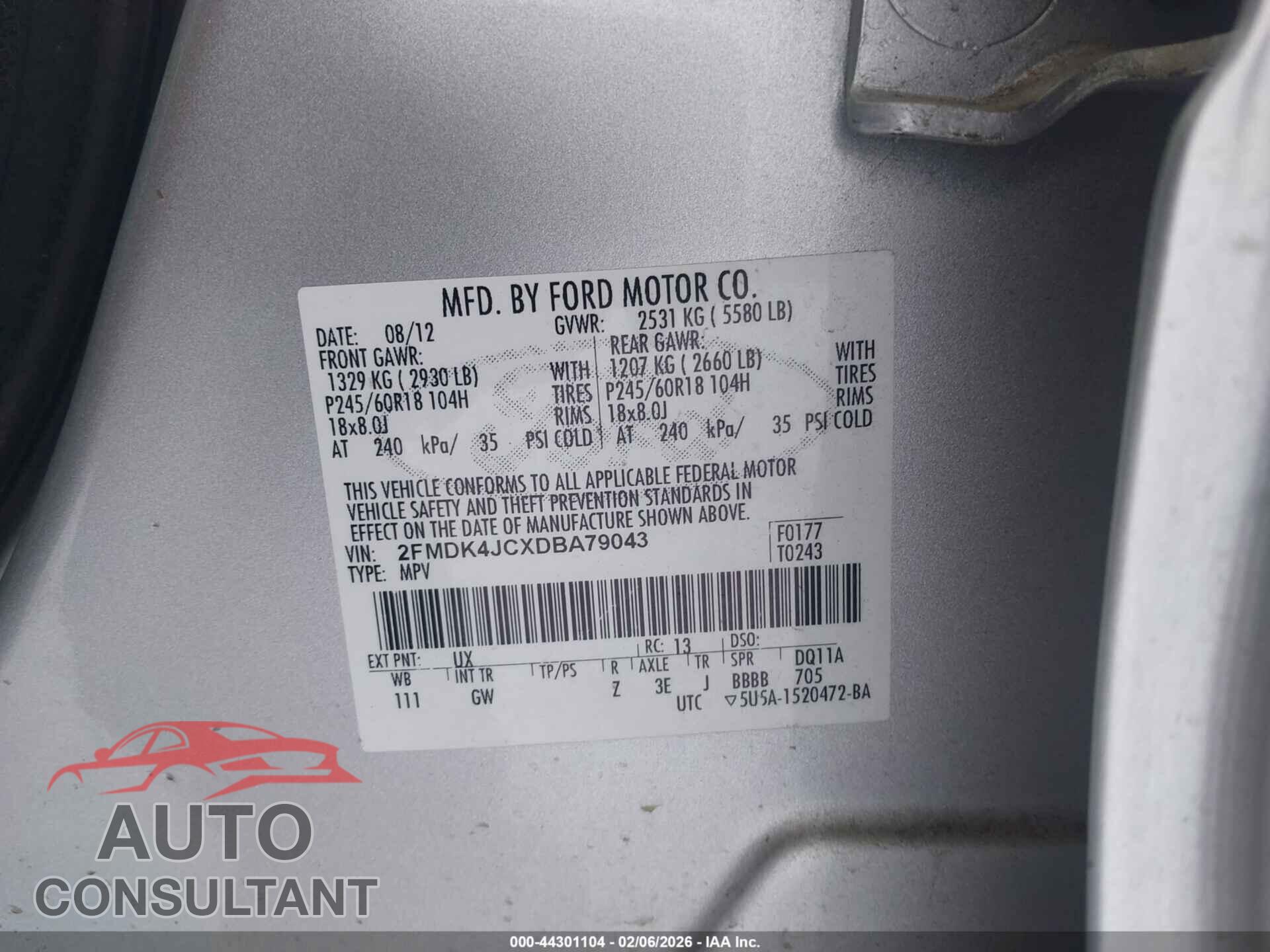 FORD EDGE 2013 - 2FMDK4JCXDBA79043