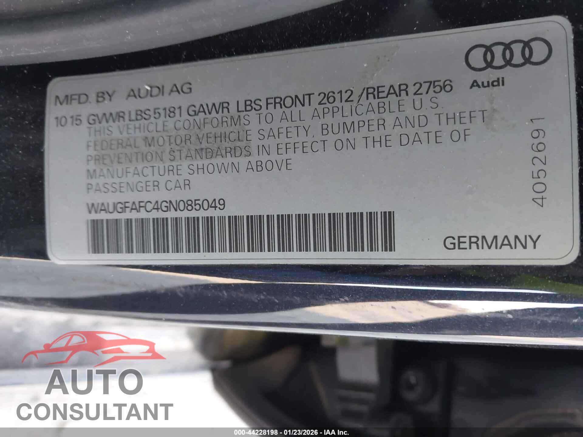 AUDI A6 2016 - WAUGFAFC4GN085049