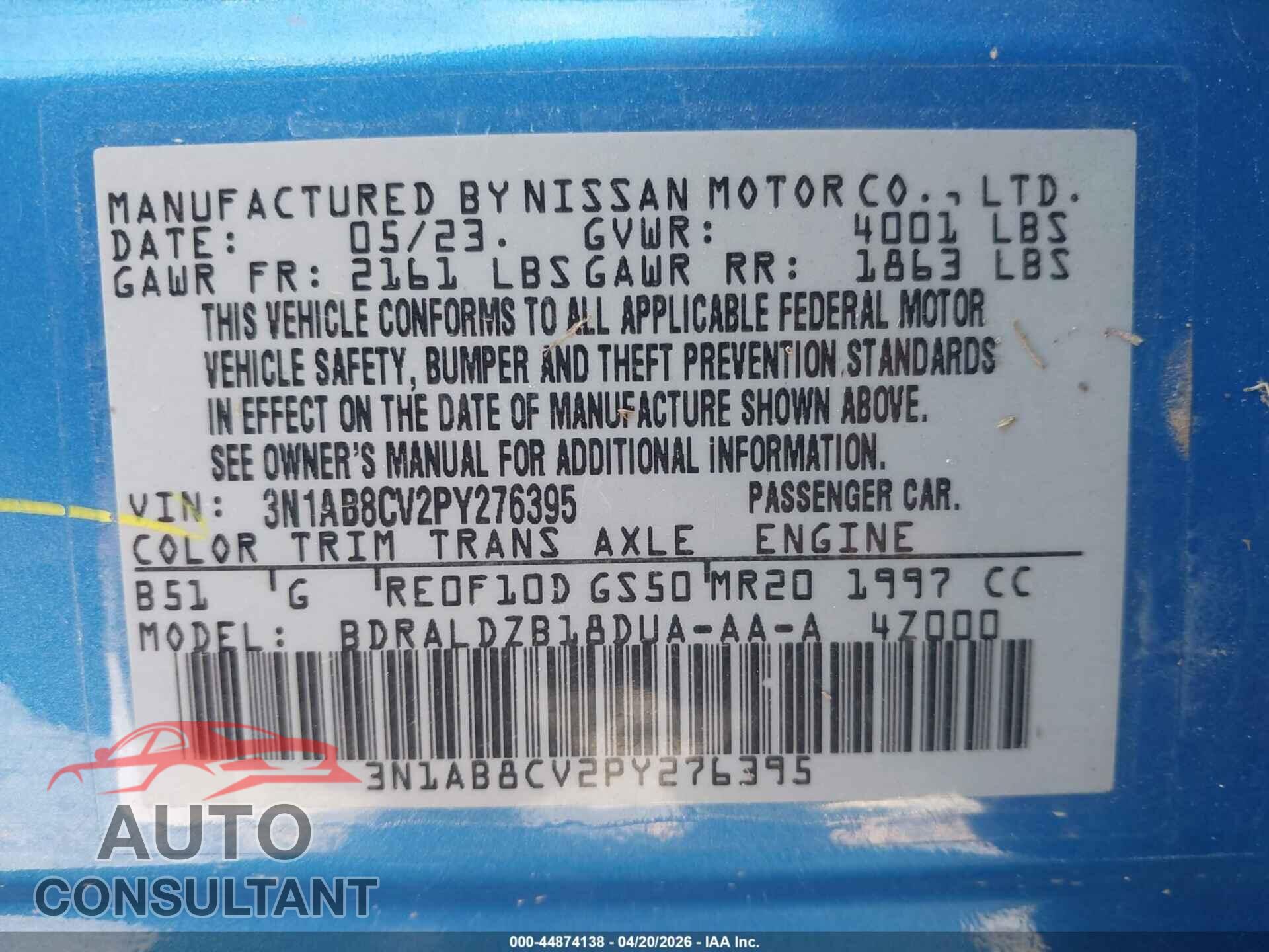 NISSAN SENTRA 2023 - 3N1AB8CV2PY276395