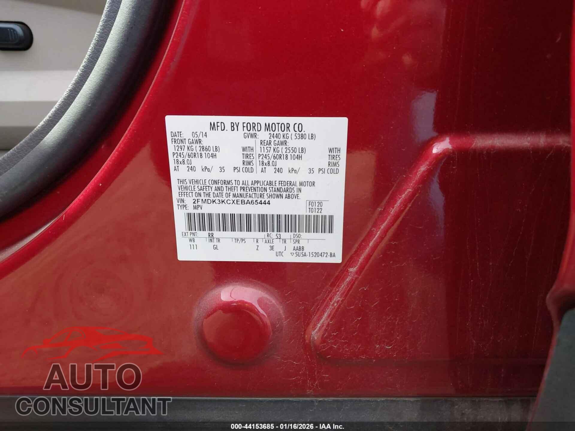 FORD EDGE 2014 - 2FMDK3KCXEBA65444