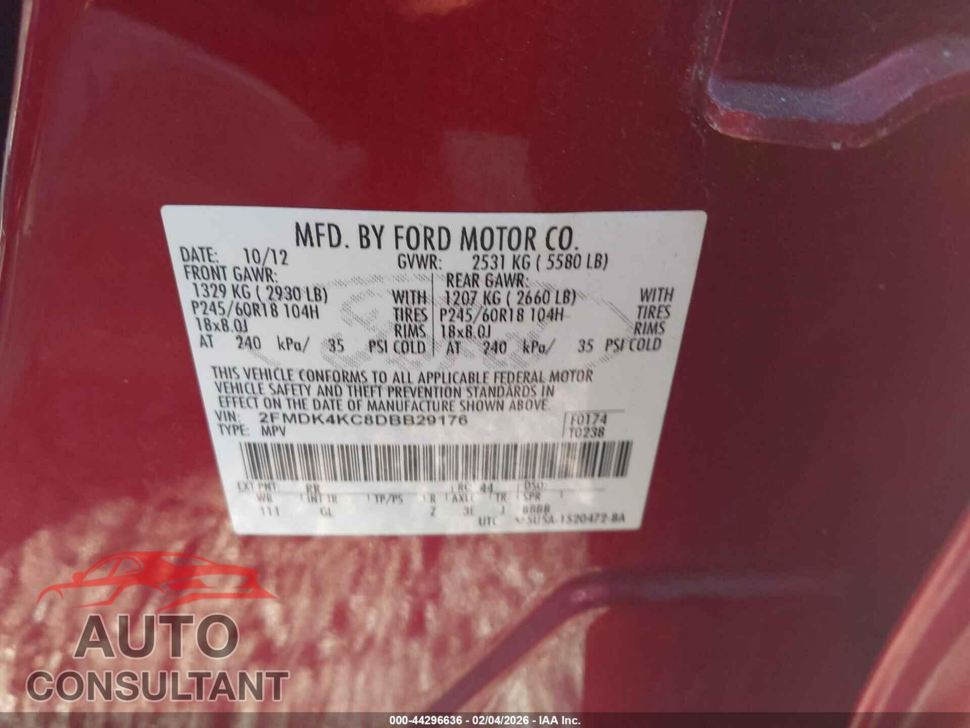 FORD EDGE 2013 - 2FMDK4KC8DBB29176