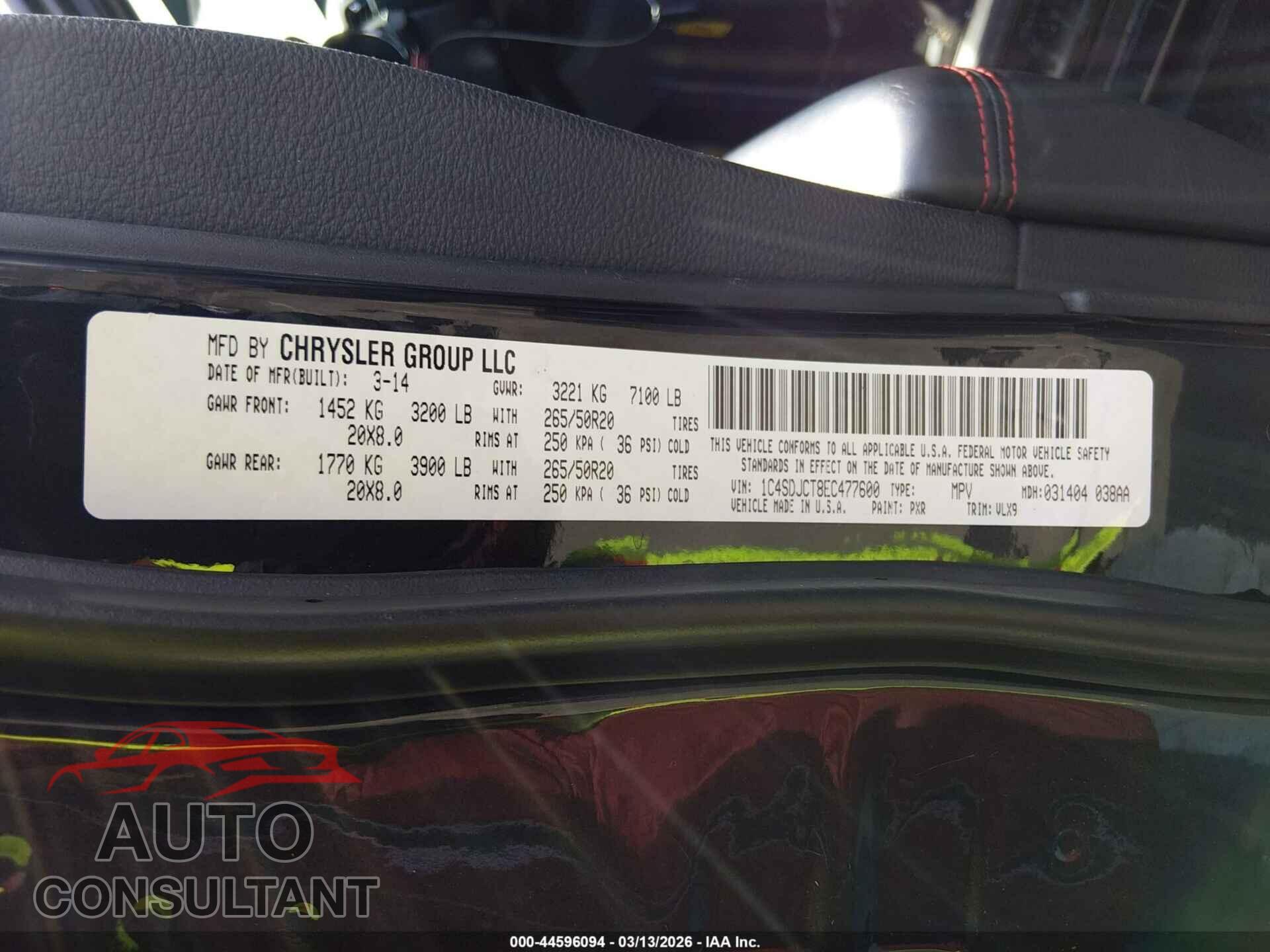 DODGE DURANGO 2014 - 1C4SDJCT8EC477600