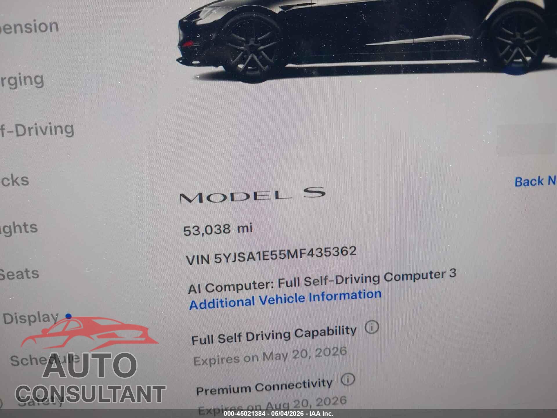 TESLA MODEL S 2021 - 5YJSA1E55MF435362