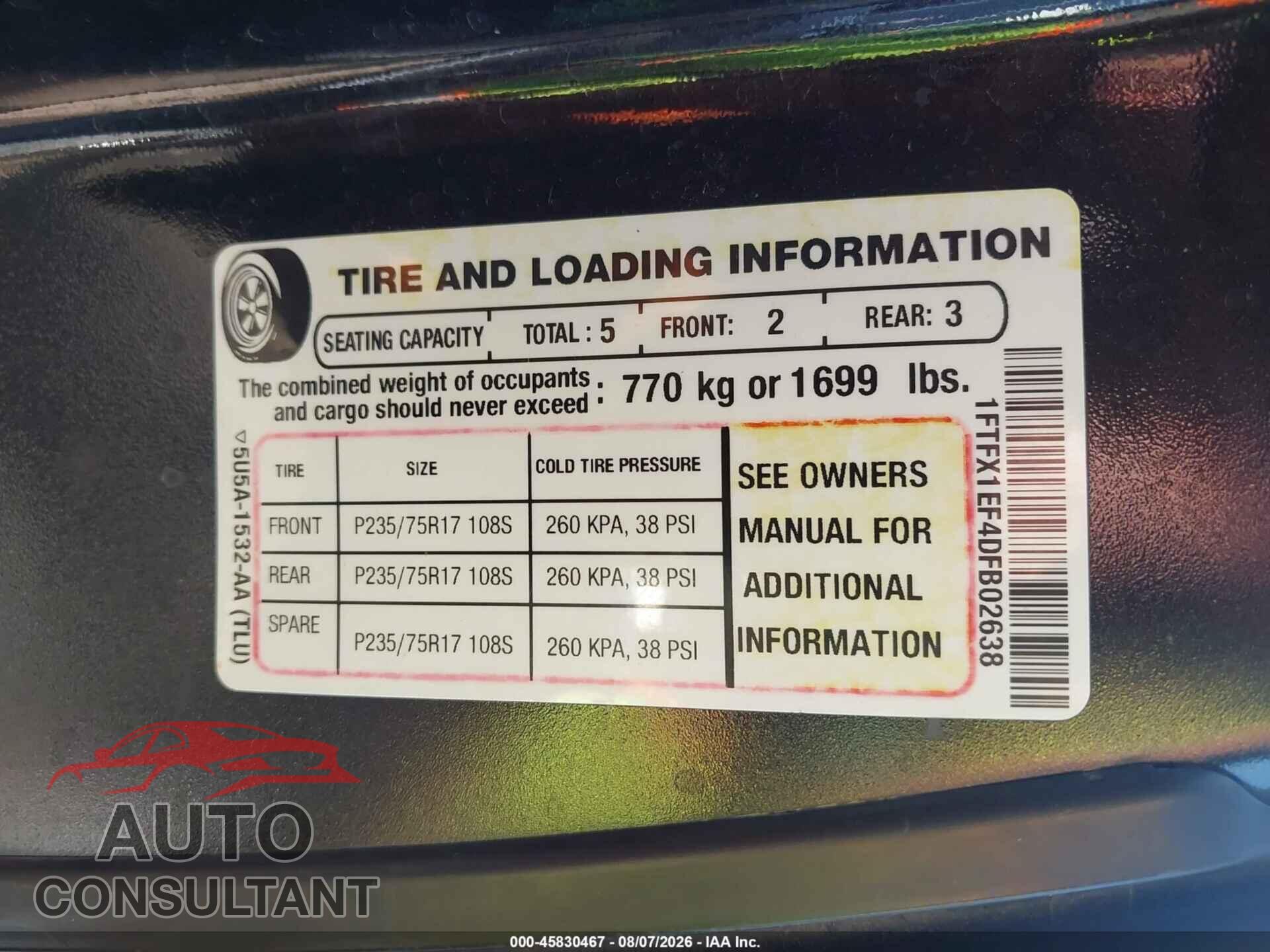 FORD F-150 2013 - 1FTFX1EF4DFB02638