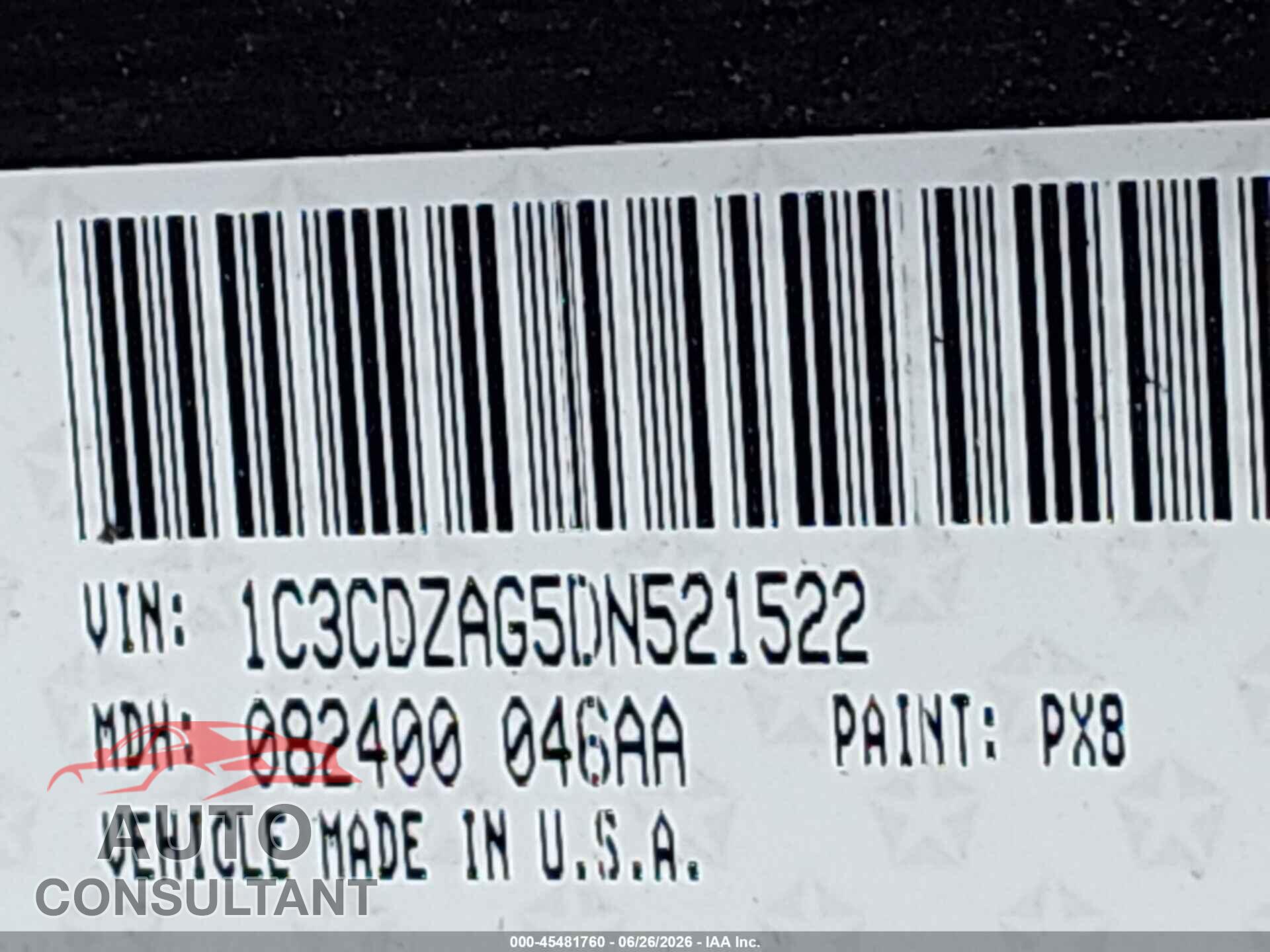 DODGE AVENGER 2013 - 1C3CDZAG5DN521522