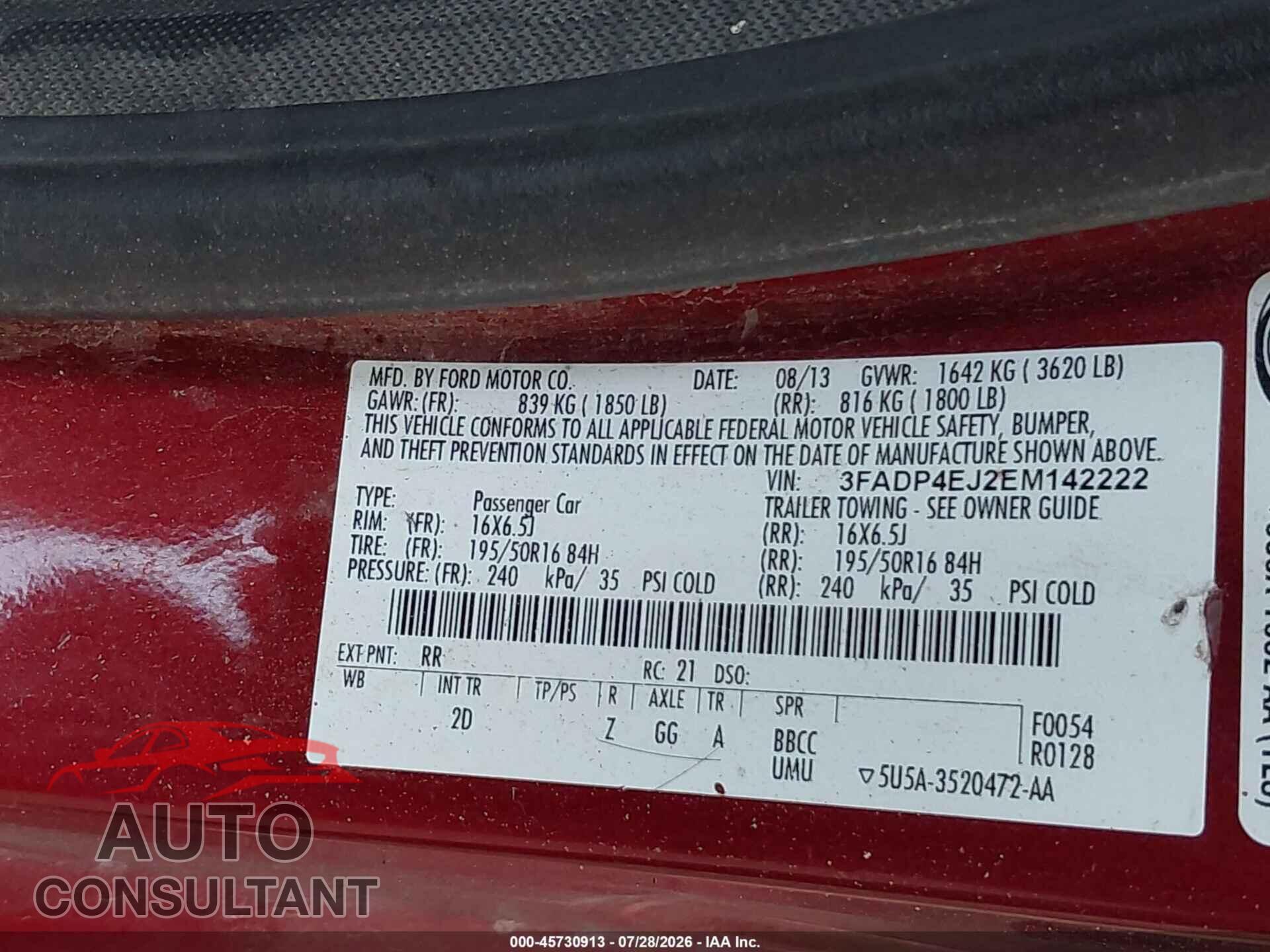 FORD FIESTA 2014 - 3FADP4EJ2EM142222