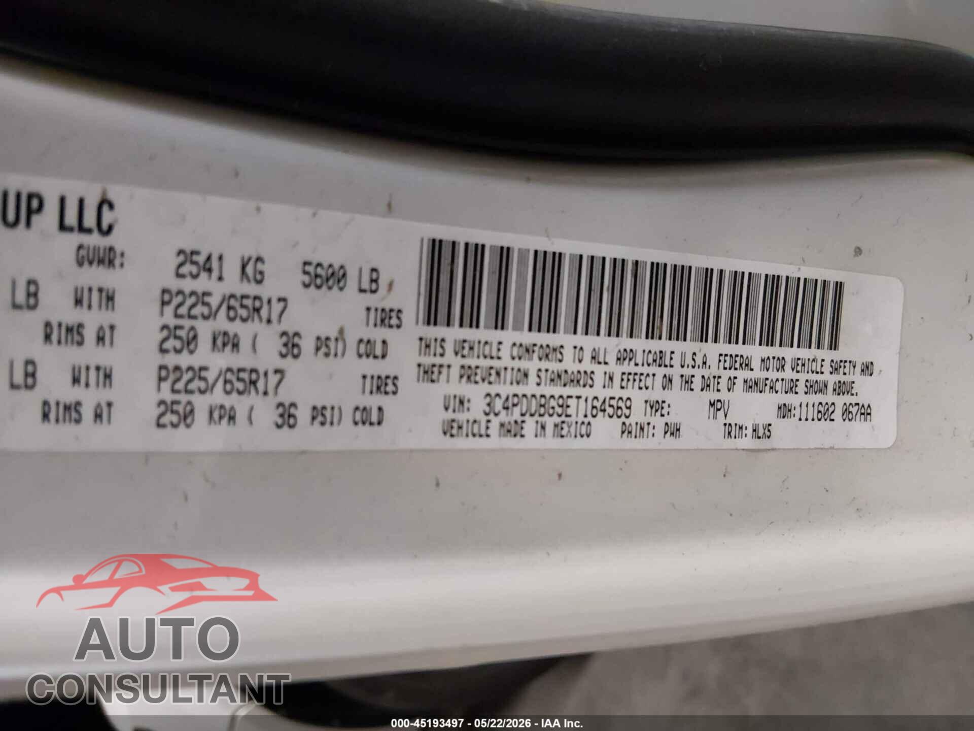 DODGE JOURNEY 2014 - 3C4PDDBG9ET164569