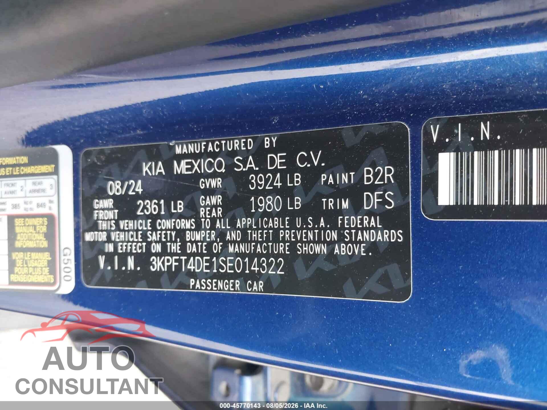 KIA K4 2025 - 3KPFT4DE1SE014322
