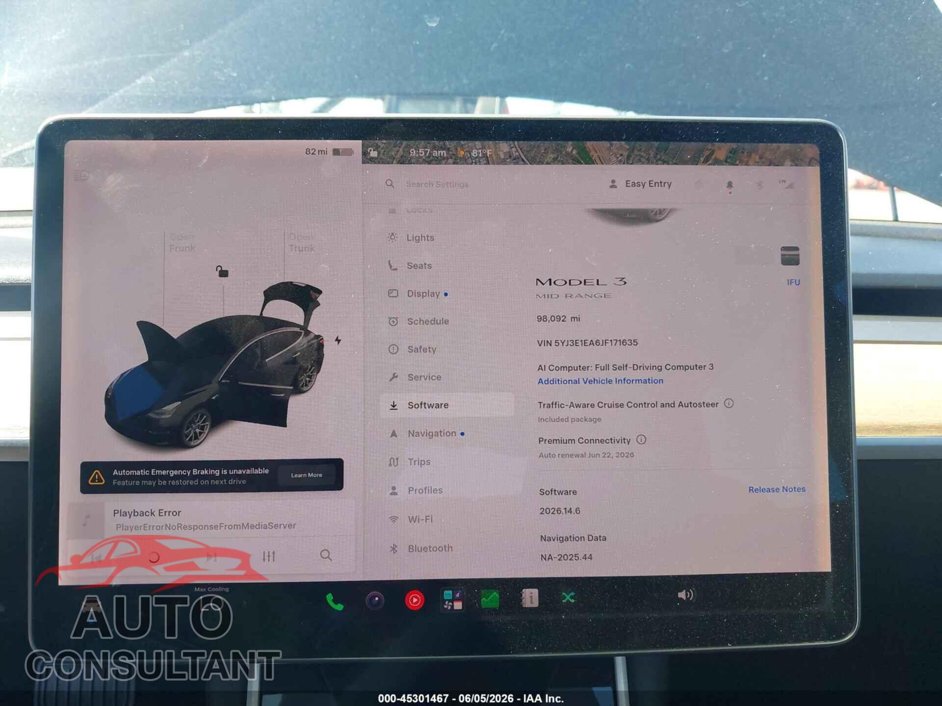 TESLA MODEL 3 2018 - 5YJ3E1EA6JF171635
