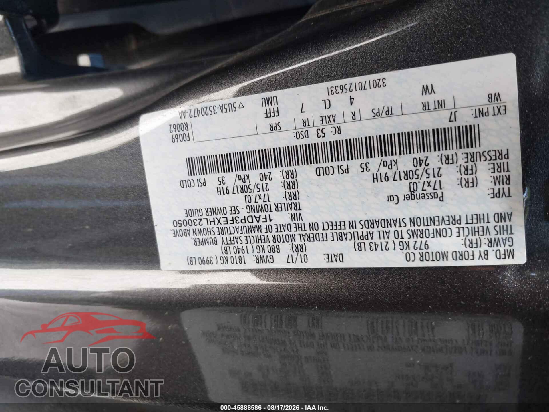 FORD FOCUS 2017 - 1FADP3FEXHL230050