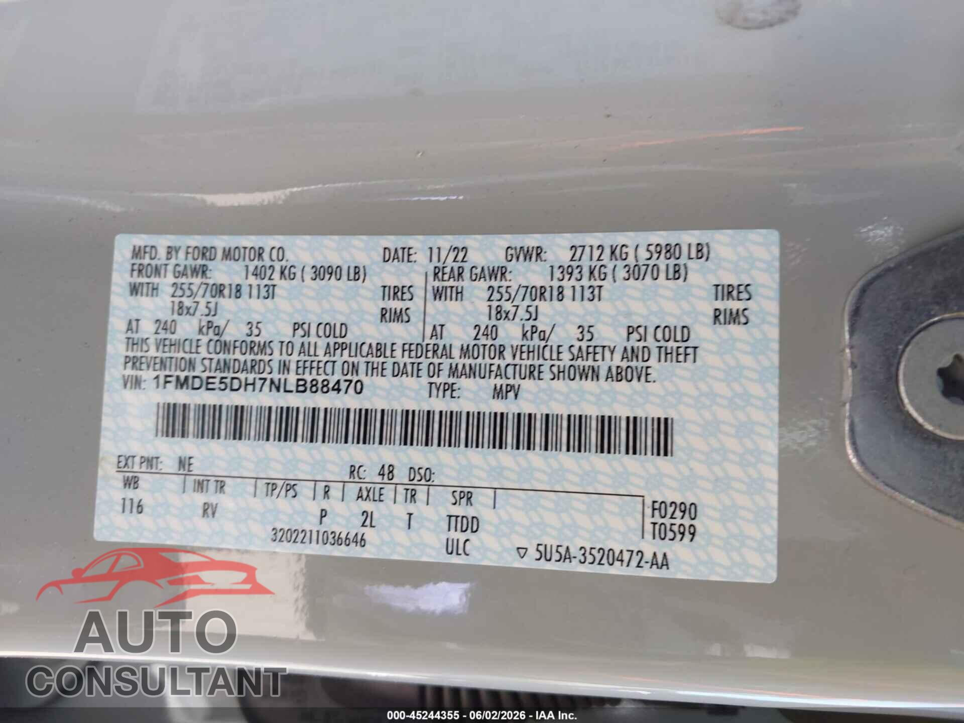 FORD BRONCO 2022 - 1FMDE5DH7NLB88470