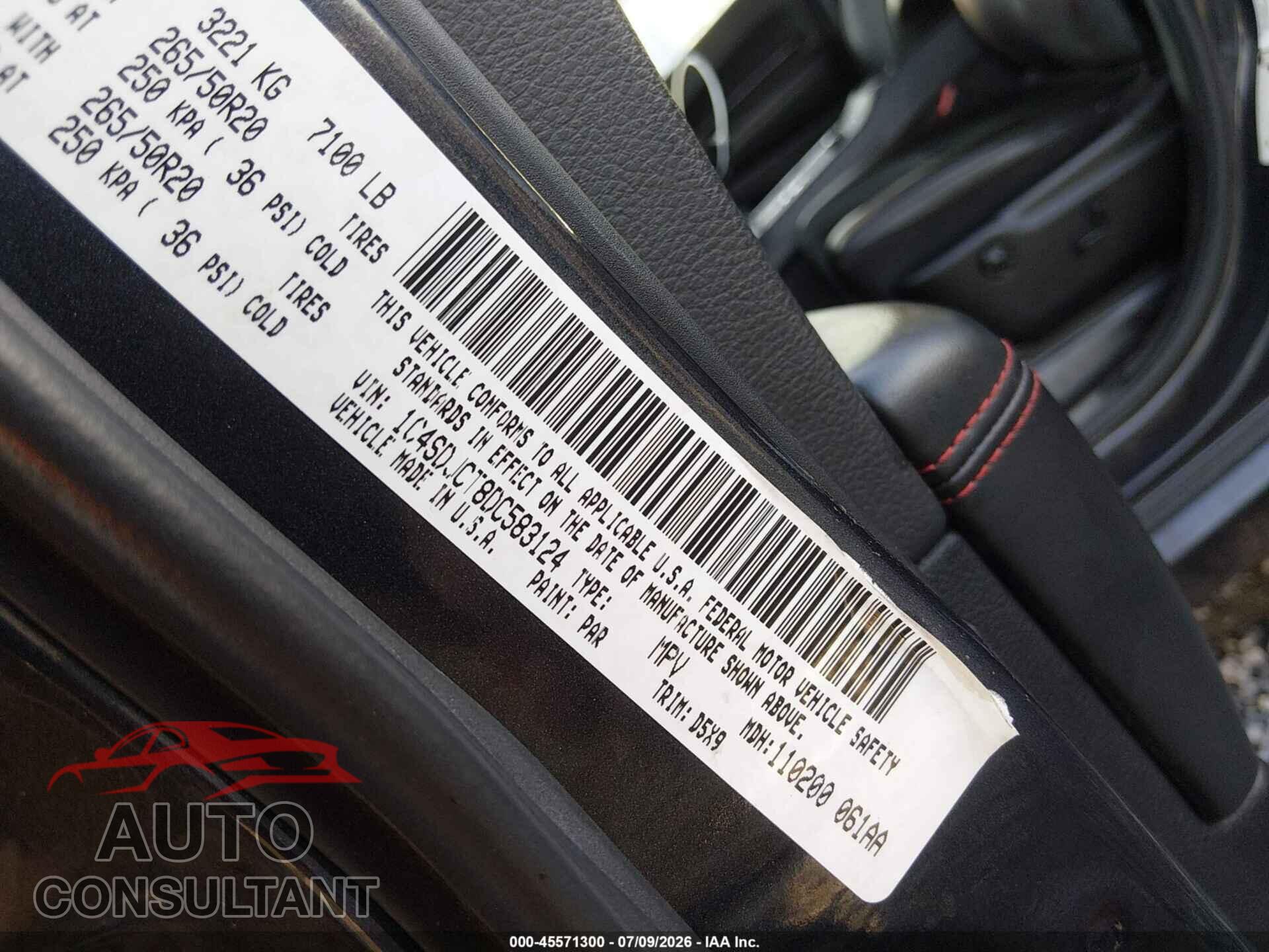 DODGE DURANGO 2013 - 1C4SDJCT8DC583124