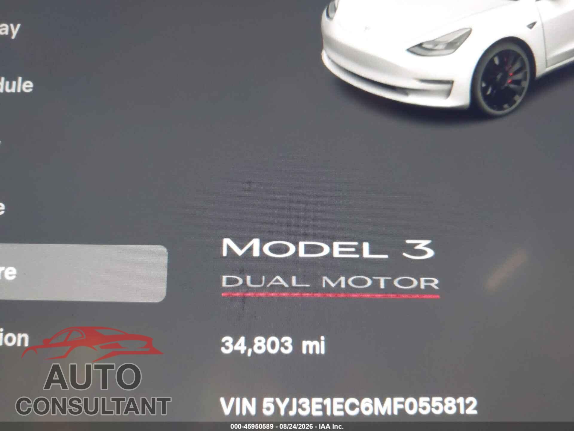 TESLA MODEL 3 2021 - 5YJ3E1EC6MF055812