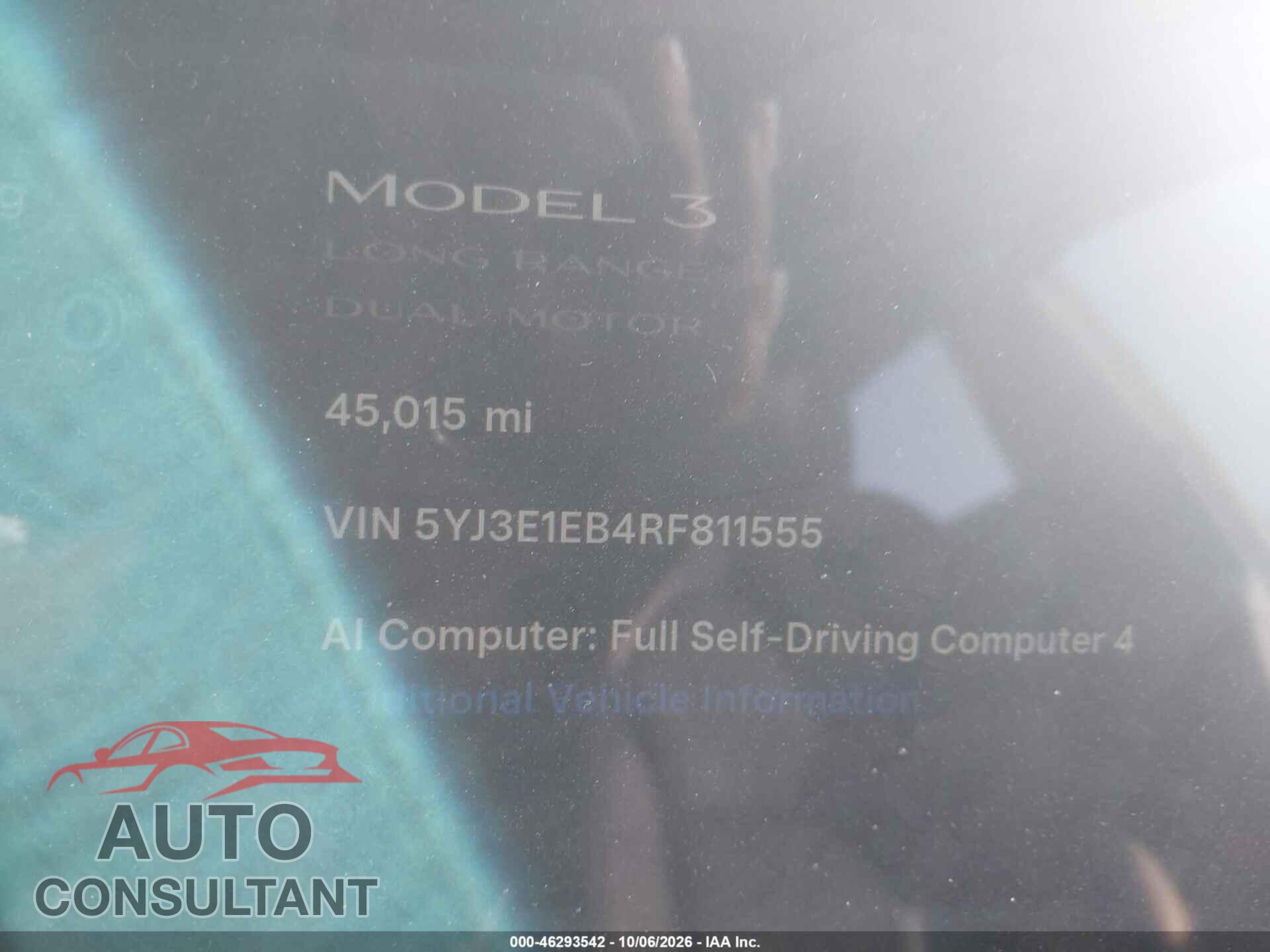 TESLA MODEL 3 2024 - 5YJ3E1EB4RF811555