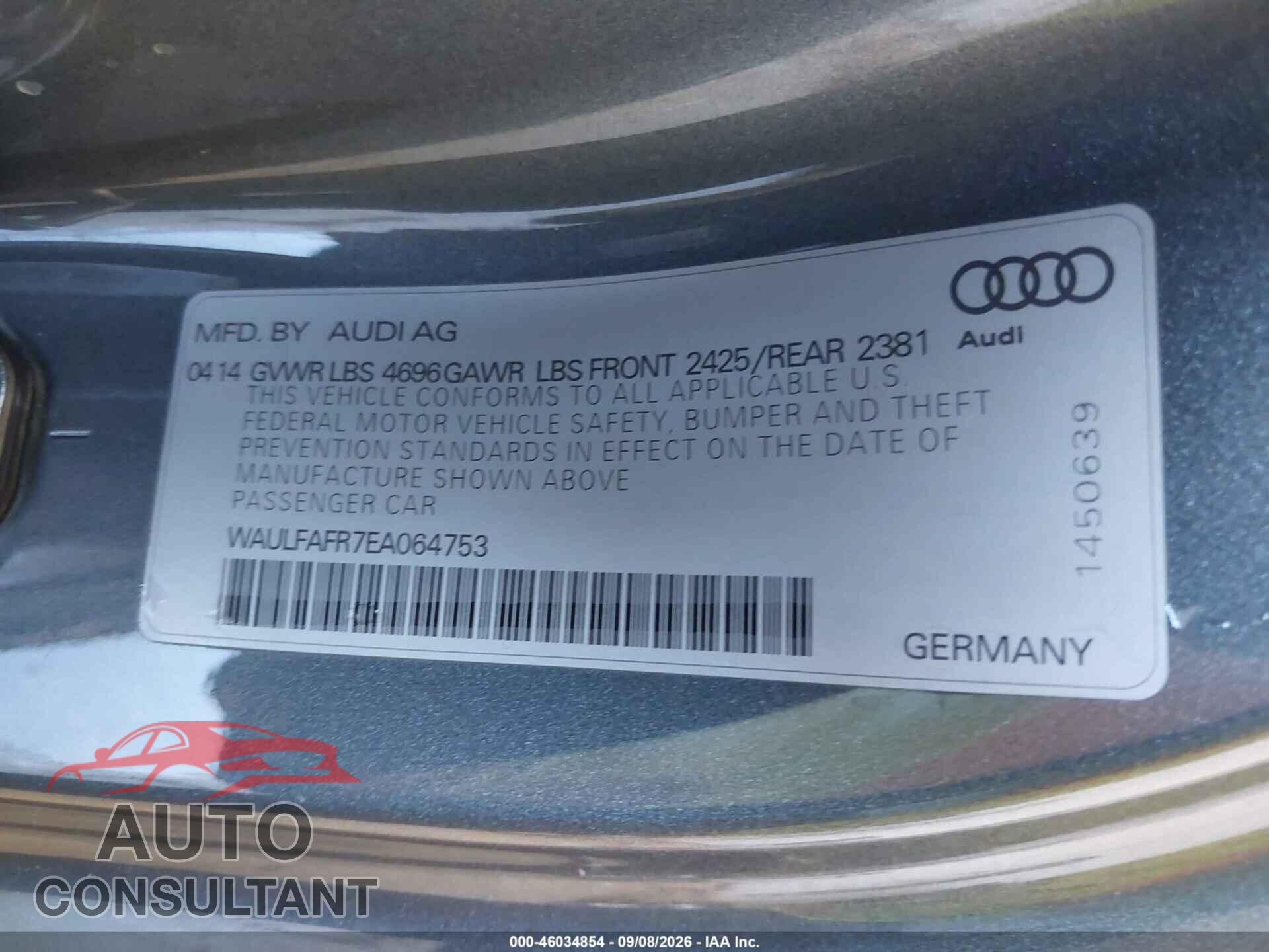 AUDI A5 2014 - WAULFAFR7EA064753