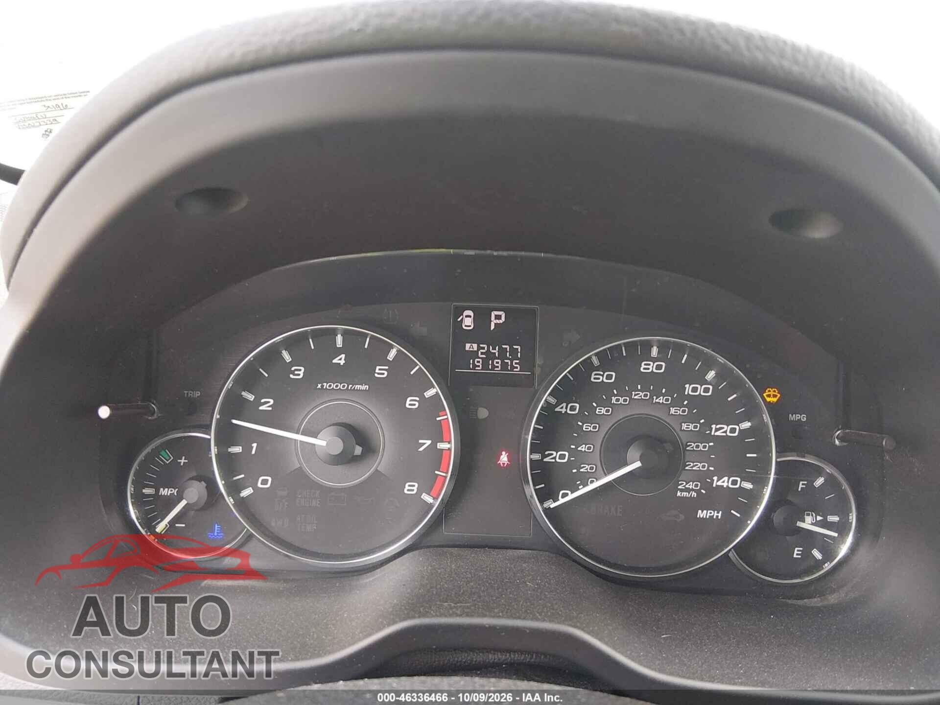 SUBARU OUTBACK 2012 - 4S4BRCCC0C3223496