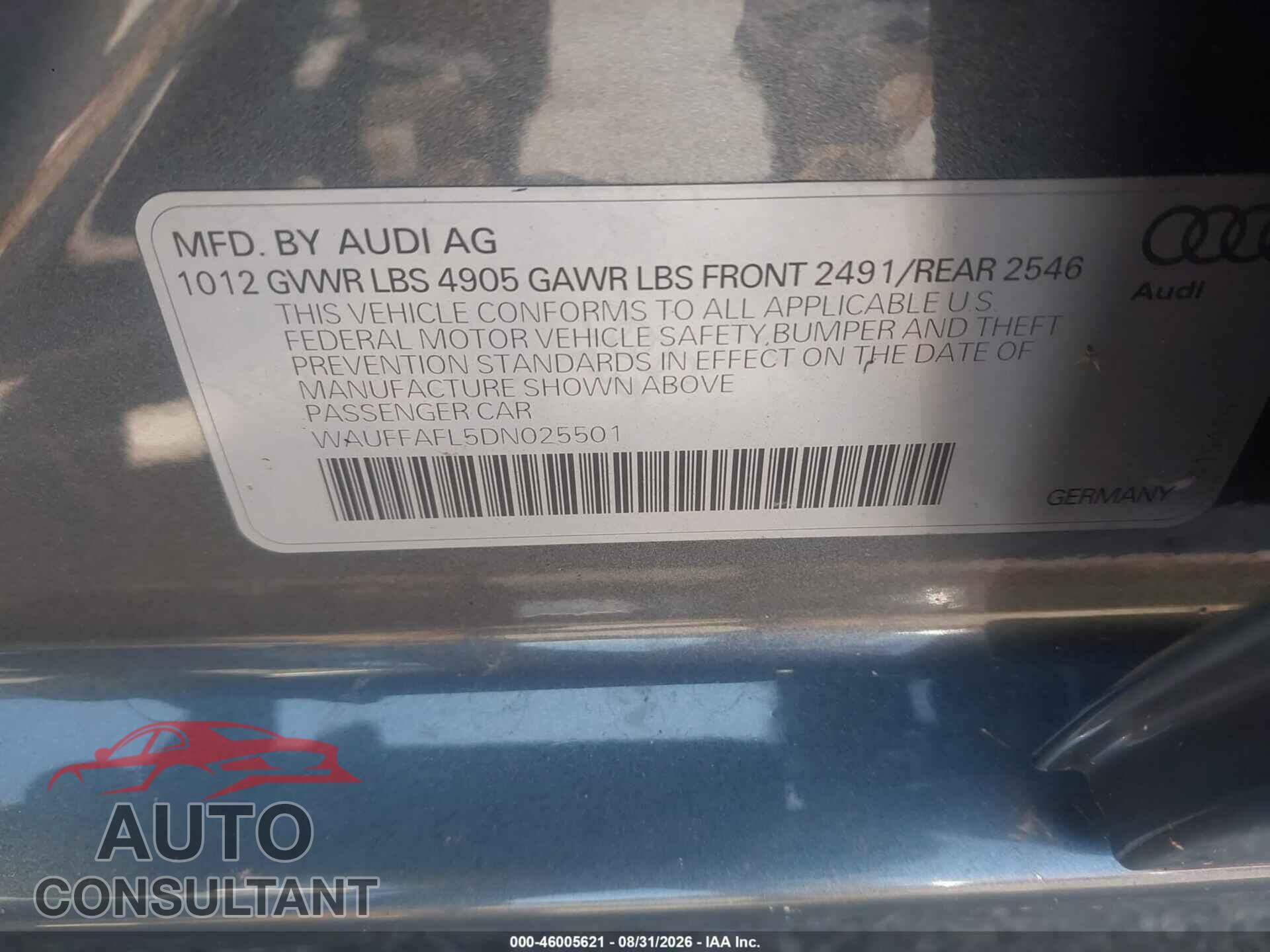 AUDI A4 2013 - WAUFFAFL5DN025501