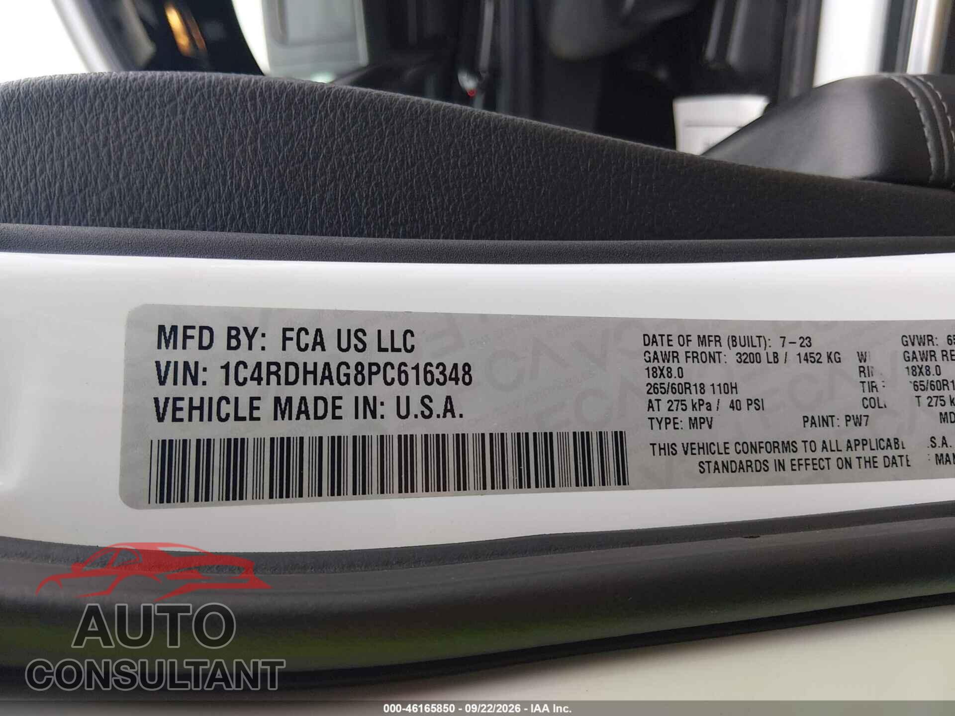 DODGE DURANGO 2023 - 1C4RDHAG8PC616348