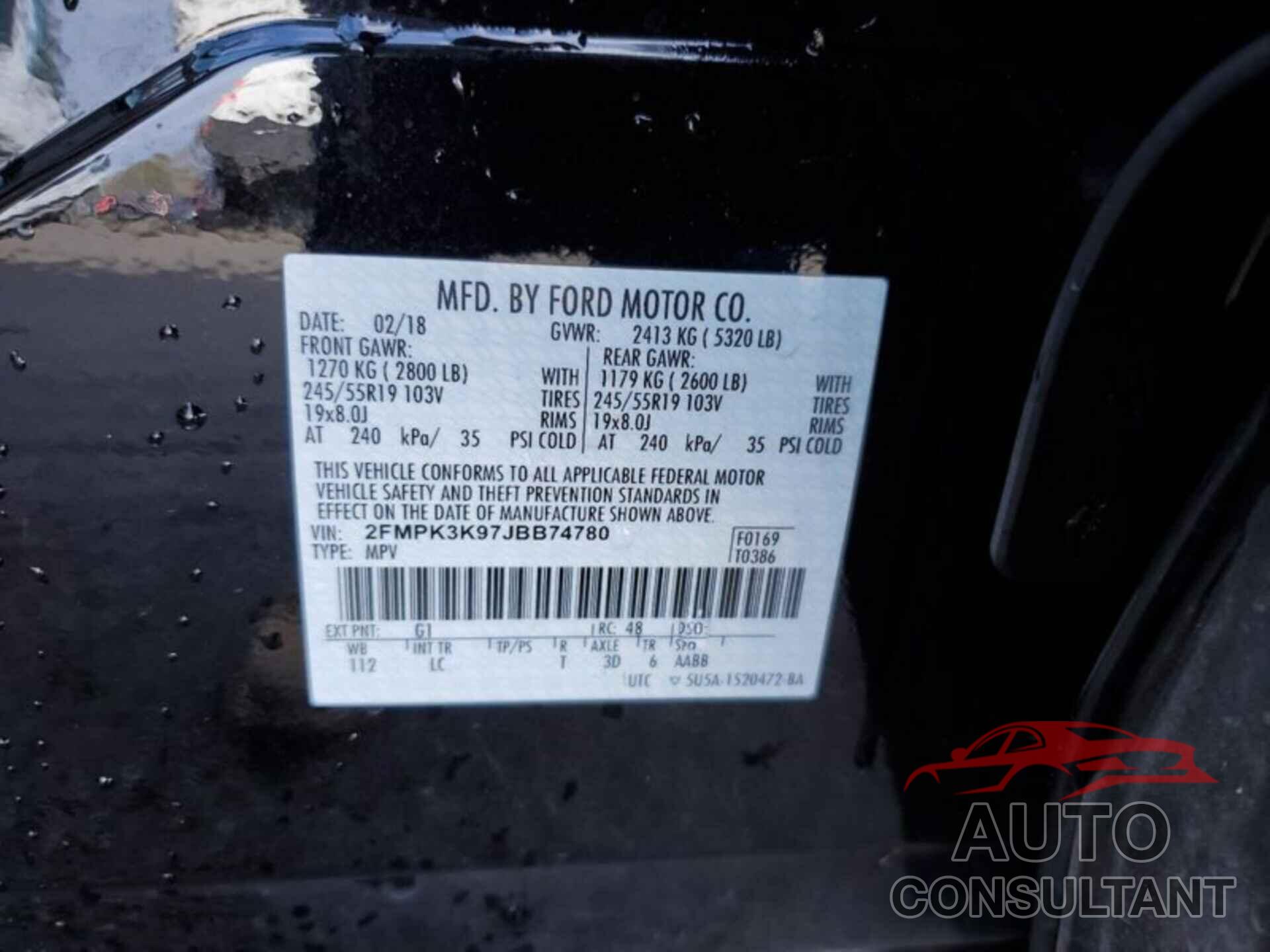 FORD EDGE 2018 - 2FMPK3K97JBB74780