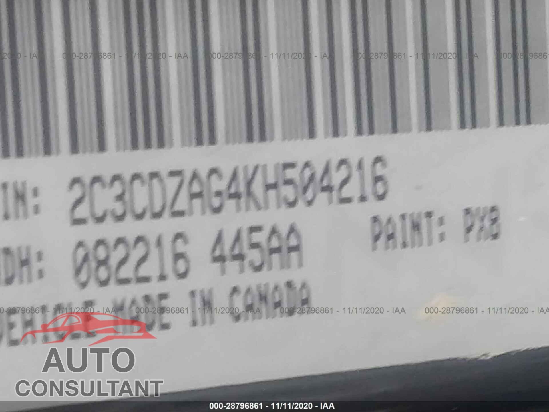 DODGE CHALLENGER 2019 - 2C3CDZAG4KH504216