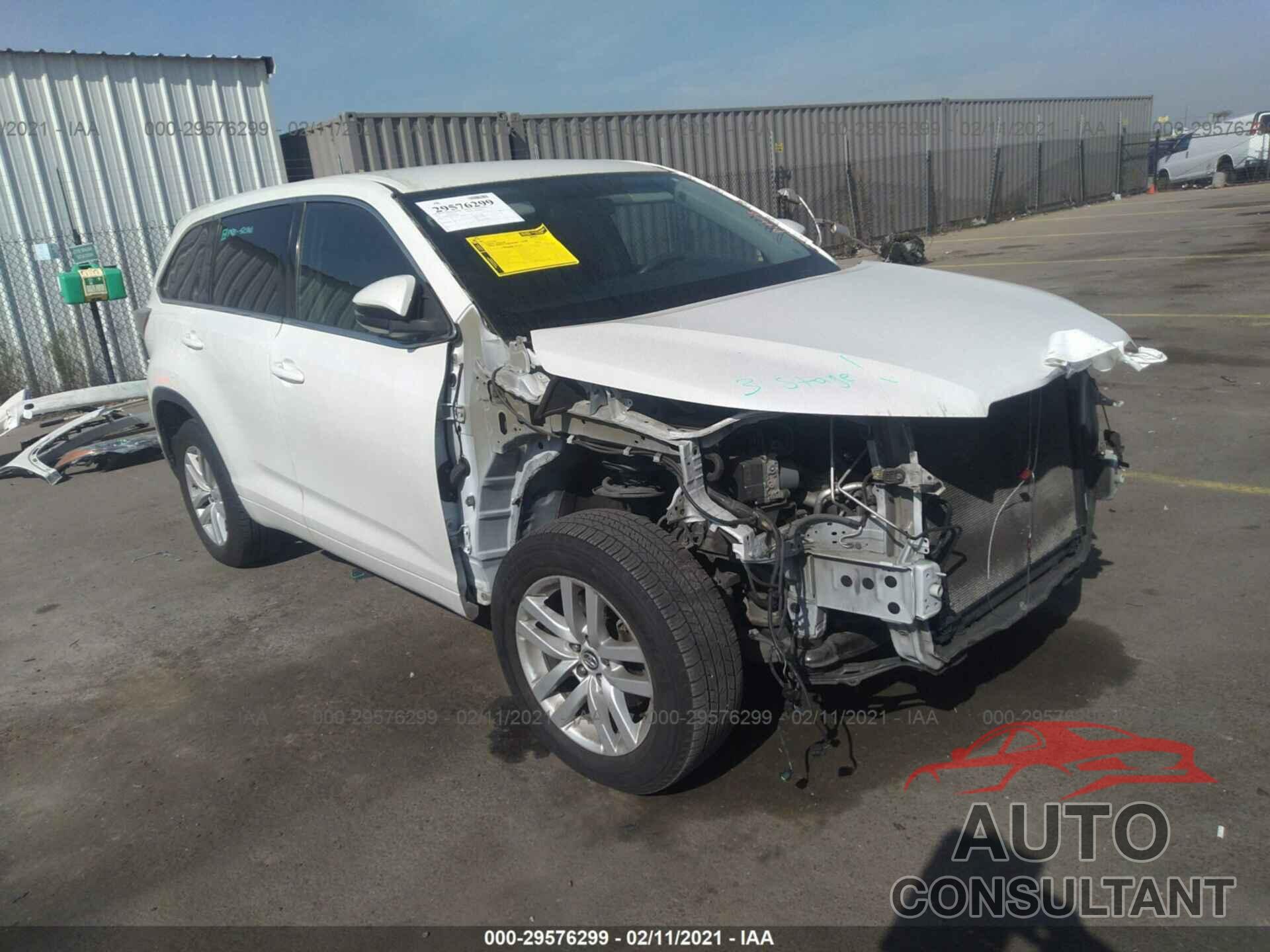 TOYOTA HIGHLANDER 2016 - 5TDZKRFHXGS144293