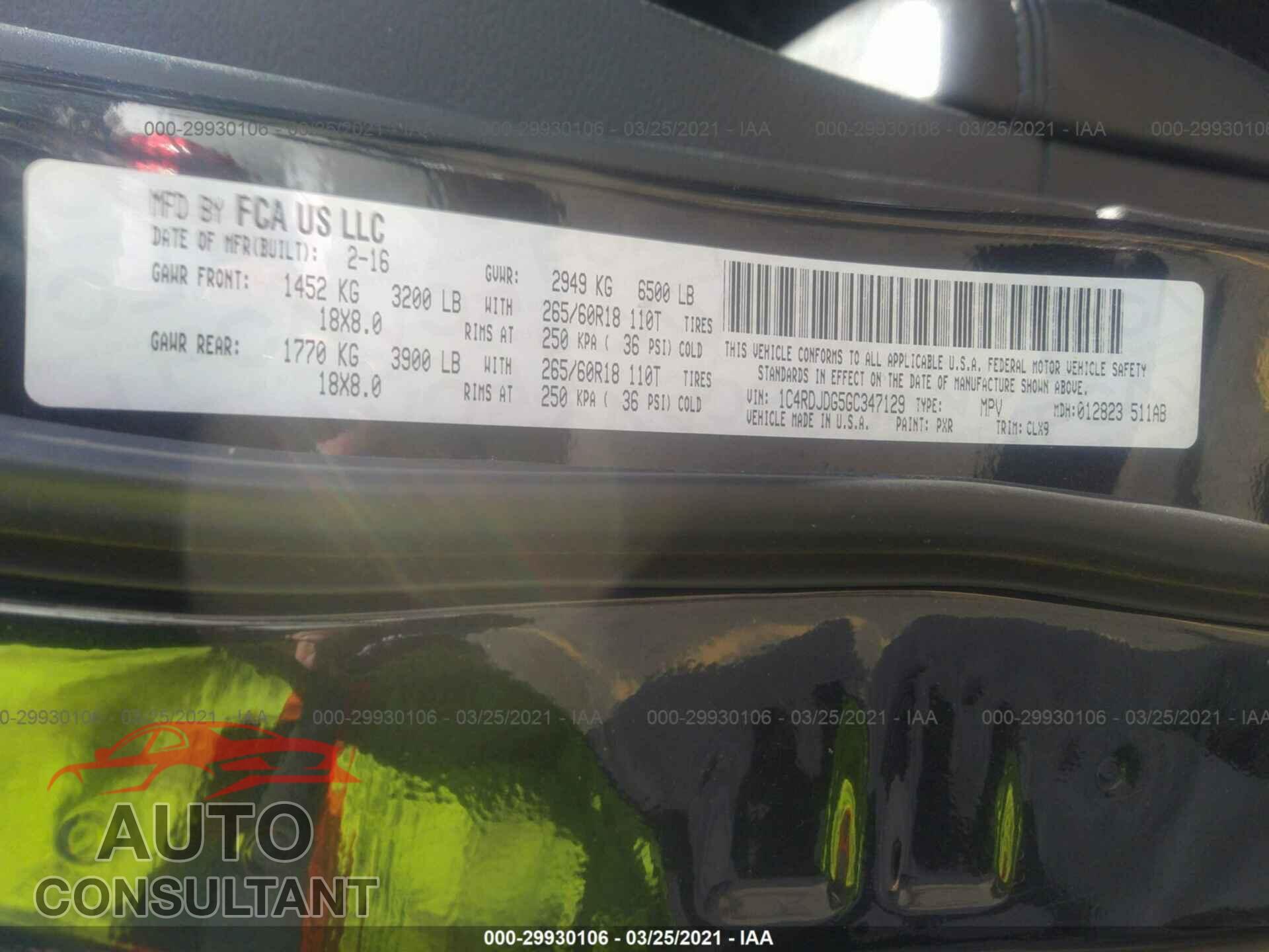 DODGE DURANGO 2016 - 1C4RDJDG5GC347129